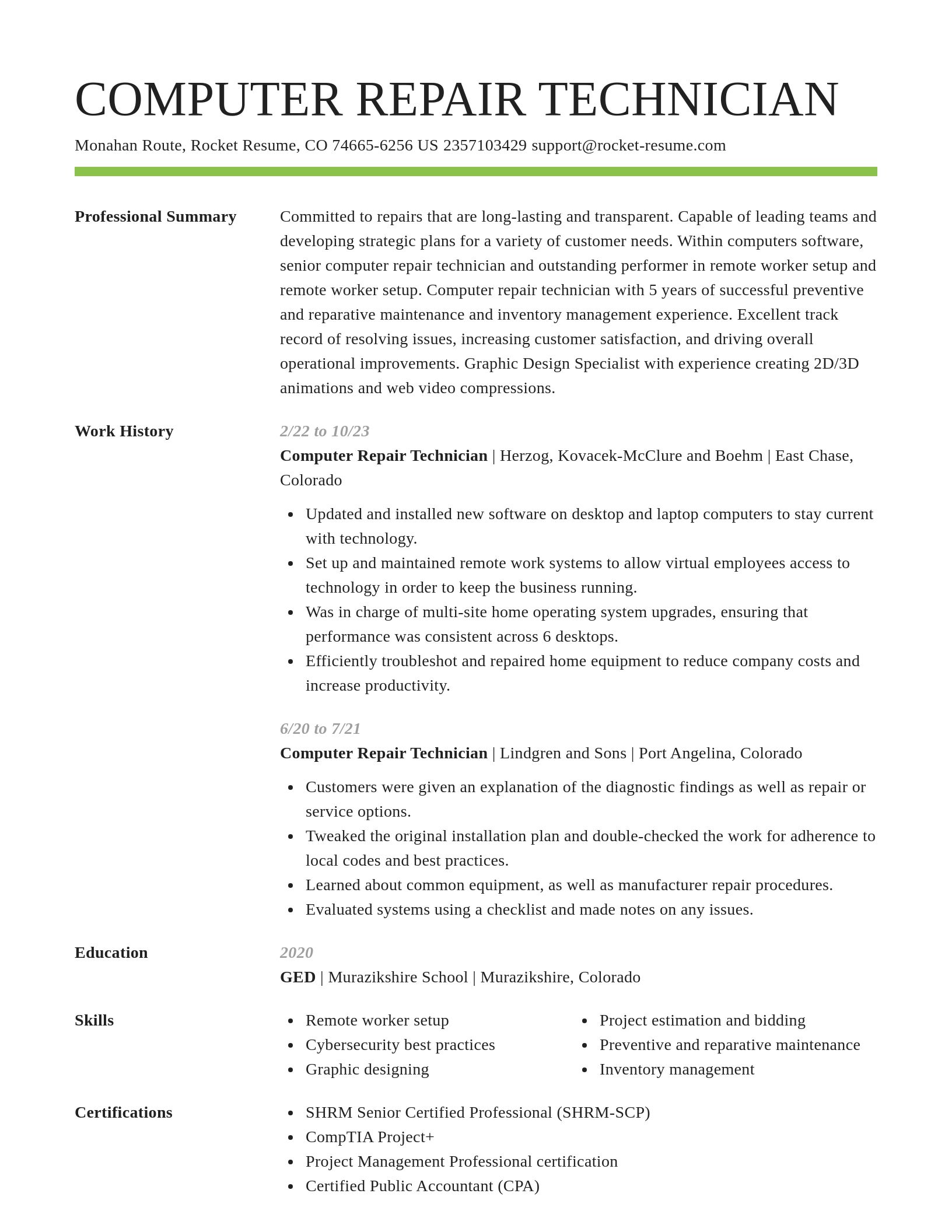 Smart resume template