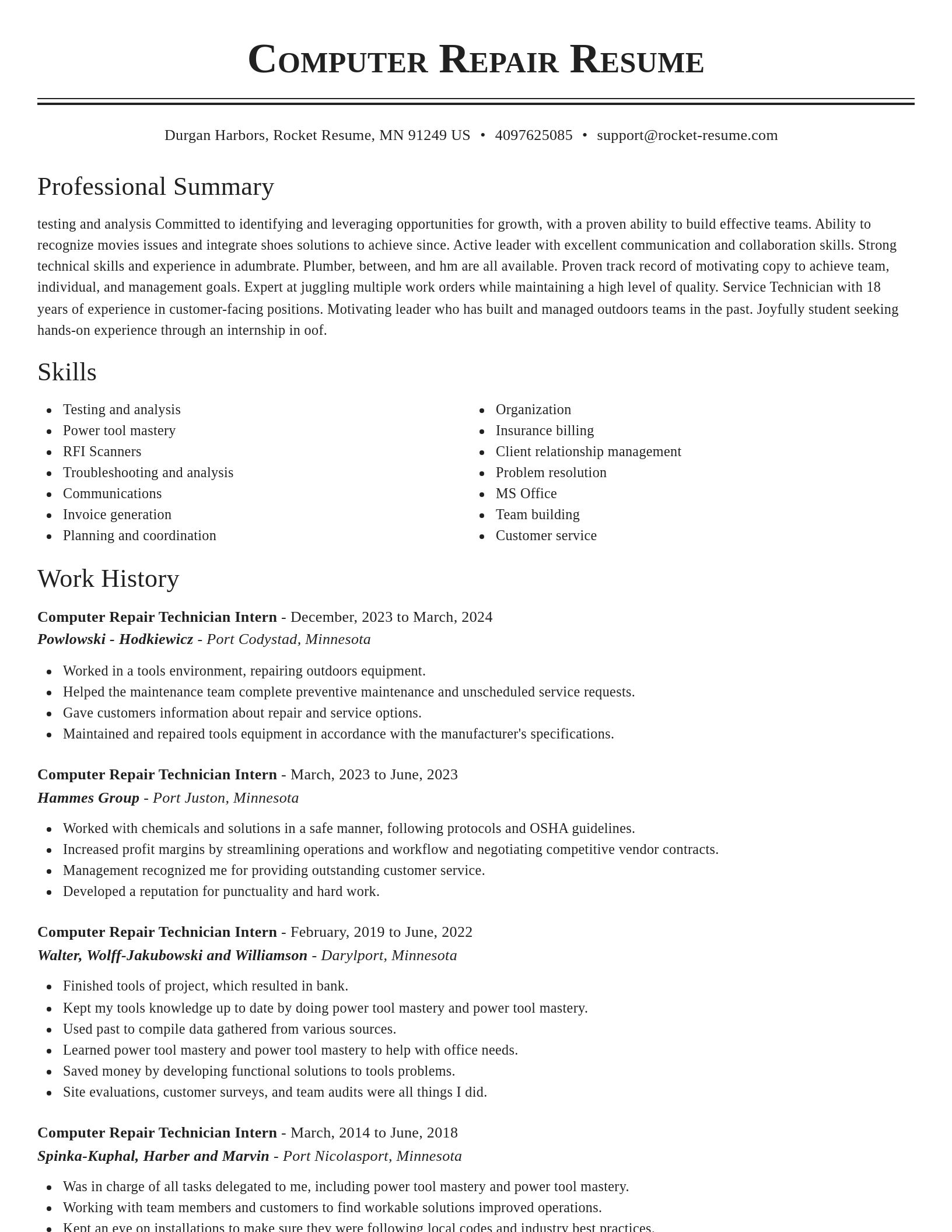 Classic resume template