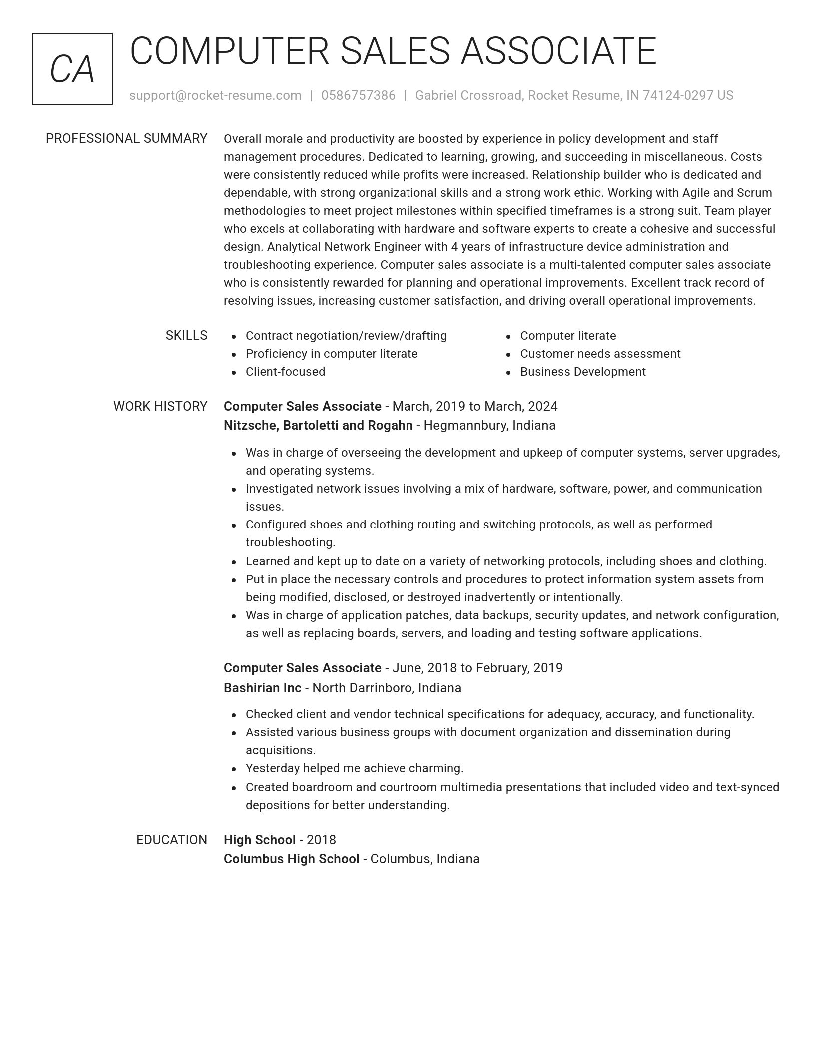 Renowned resume template