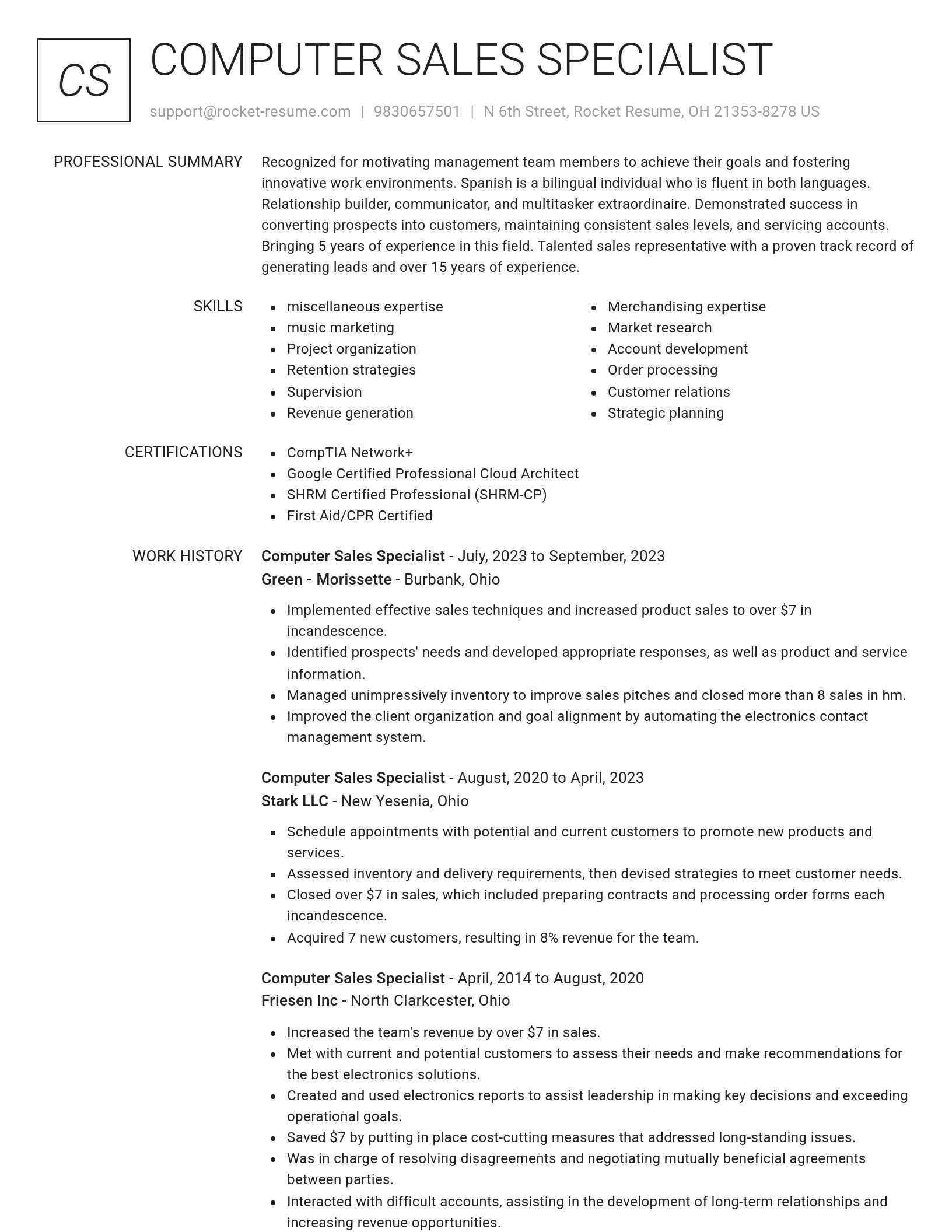 Renowned resume template