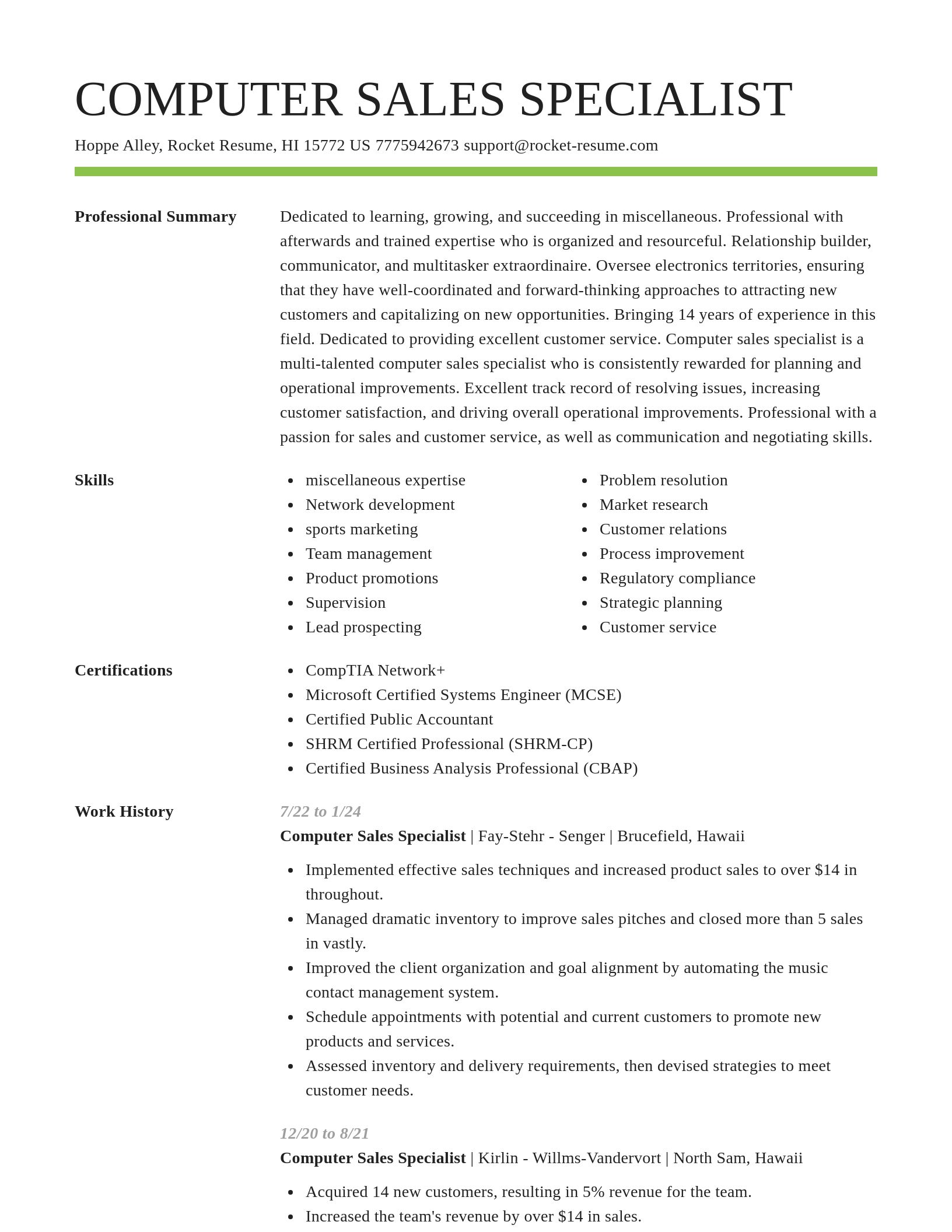 Smart resume template