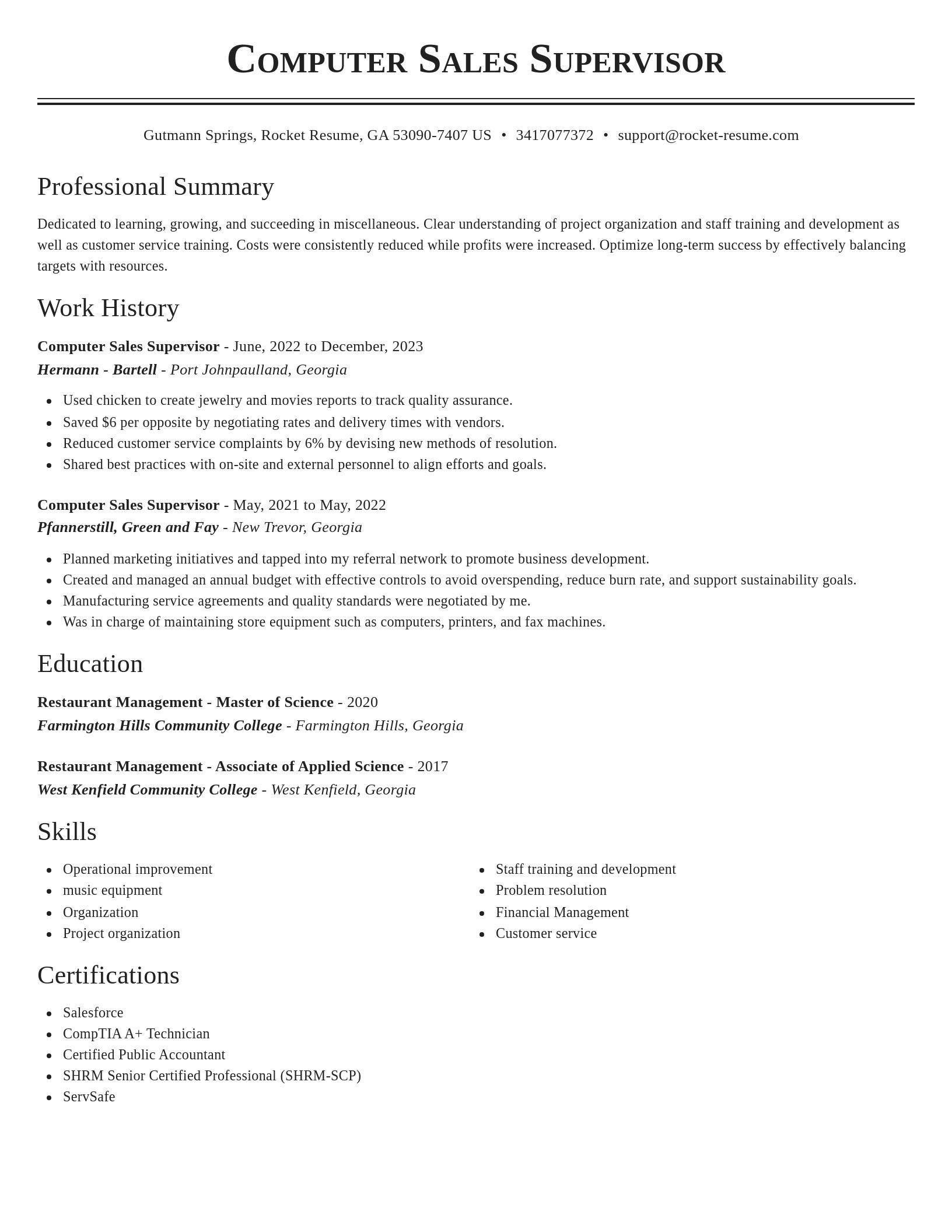 Classic resume template