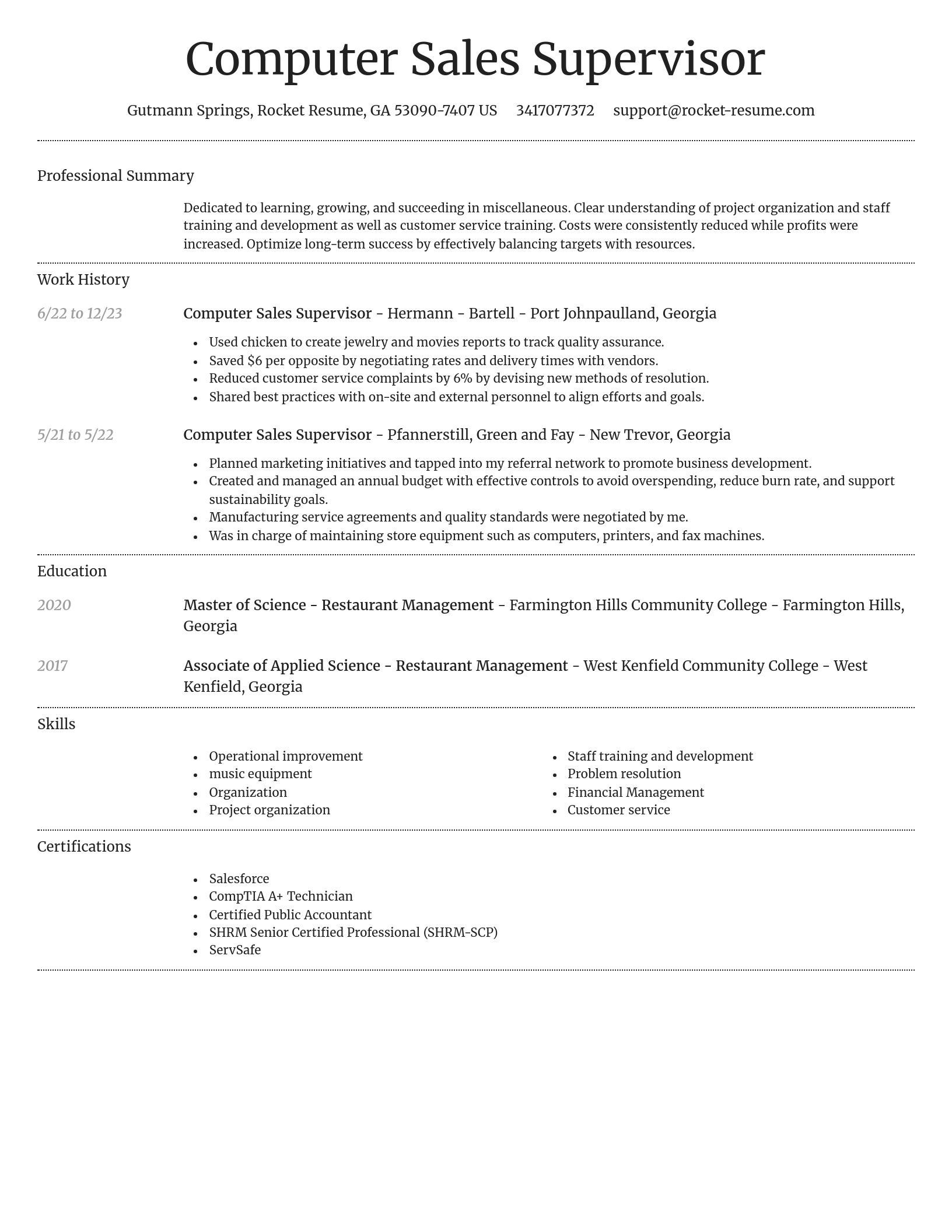 Dignified resume template