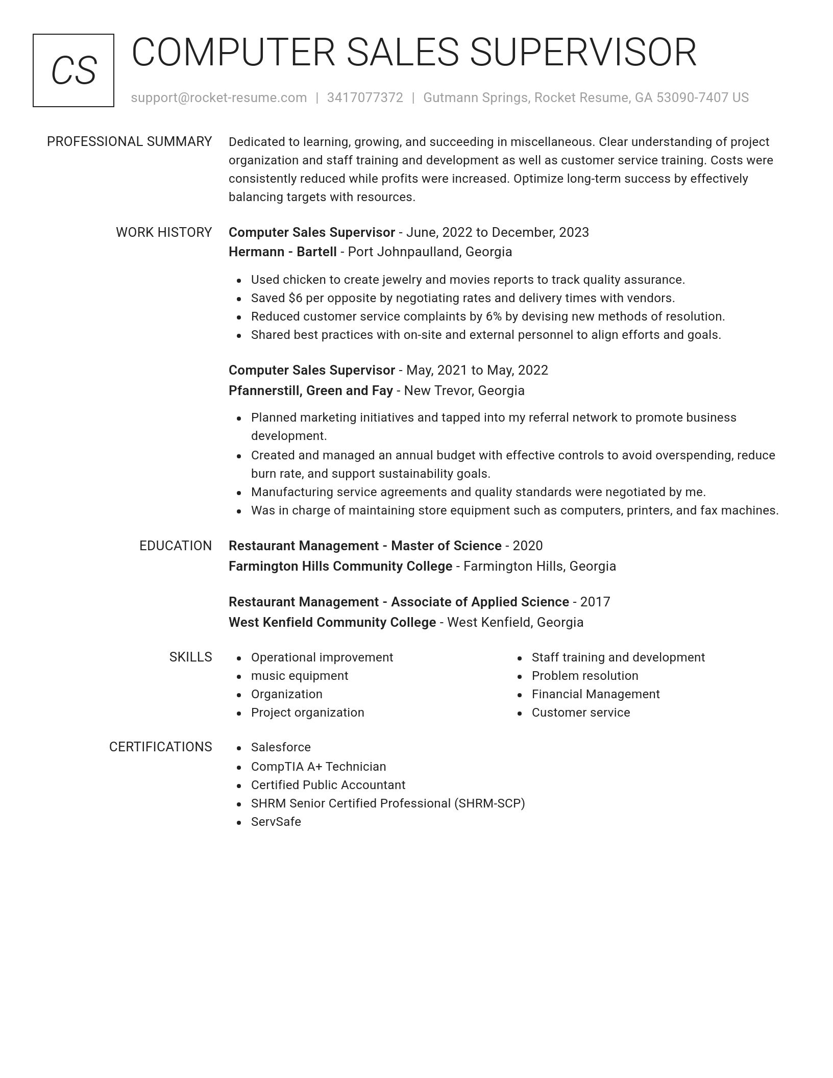 Renowned resume template