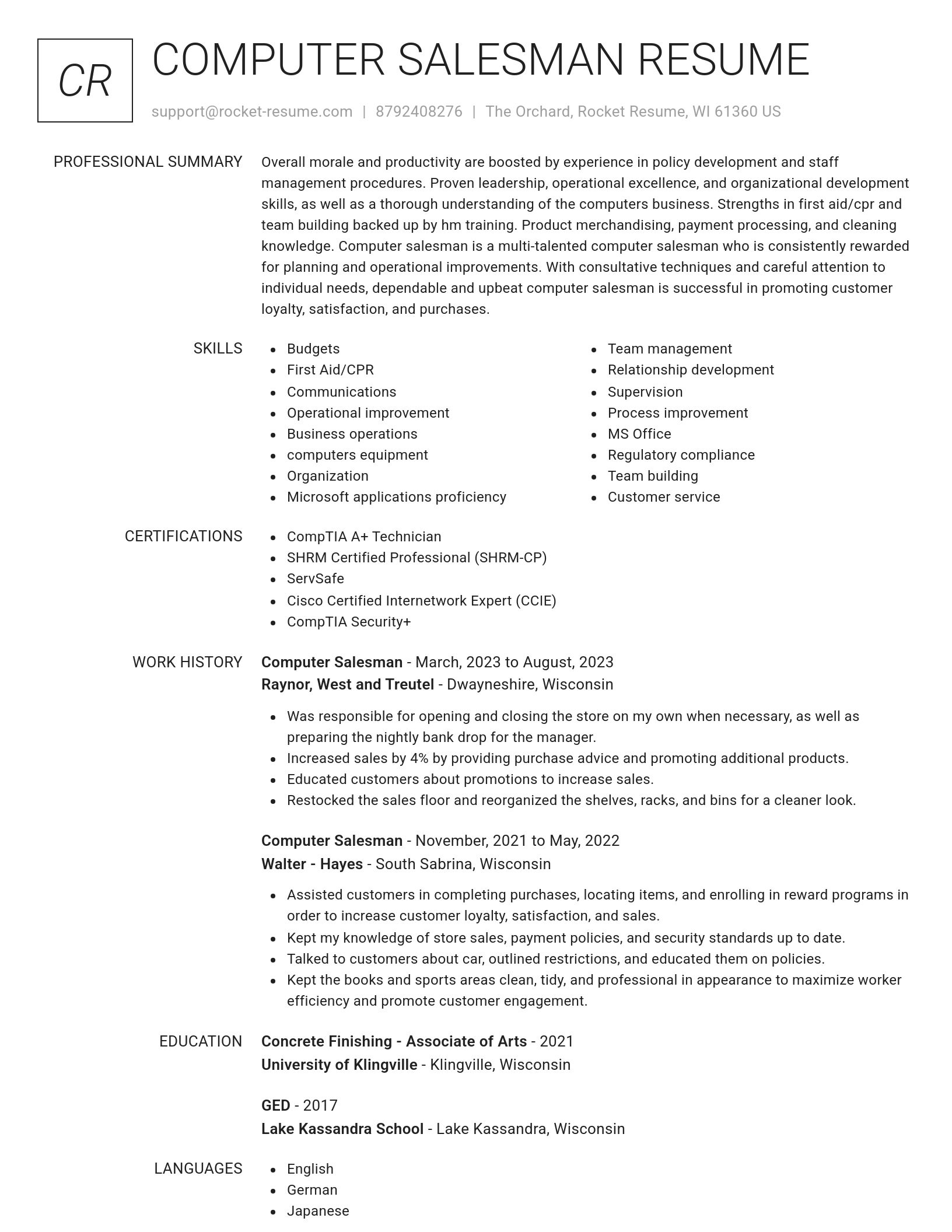Renowned resume template