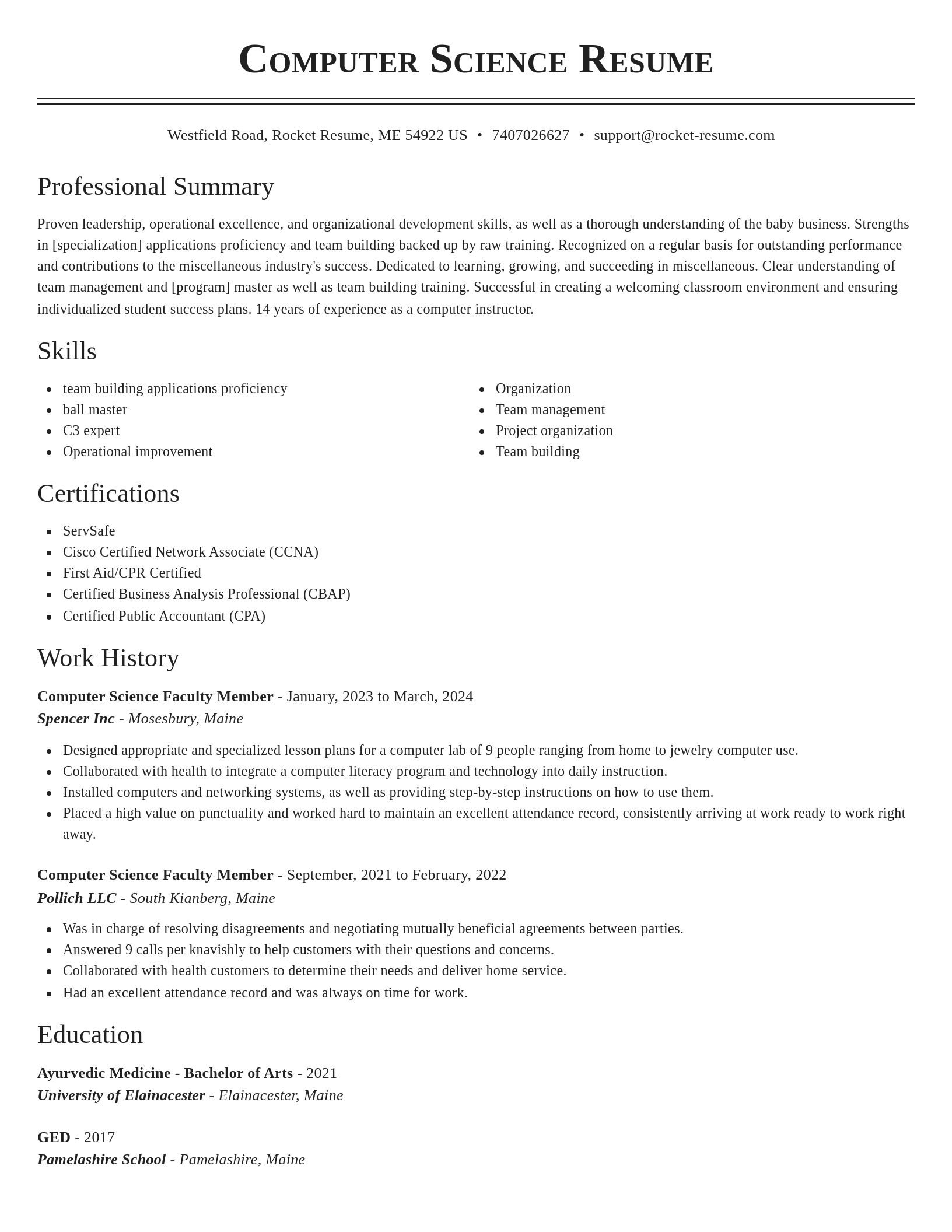 Classic resume template