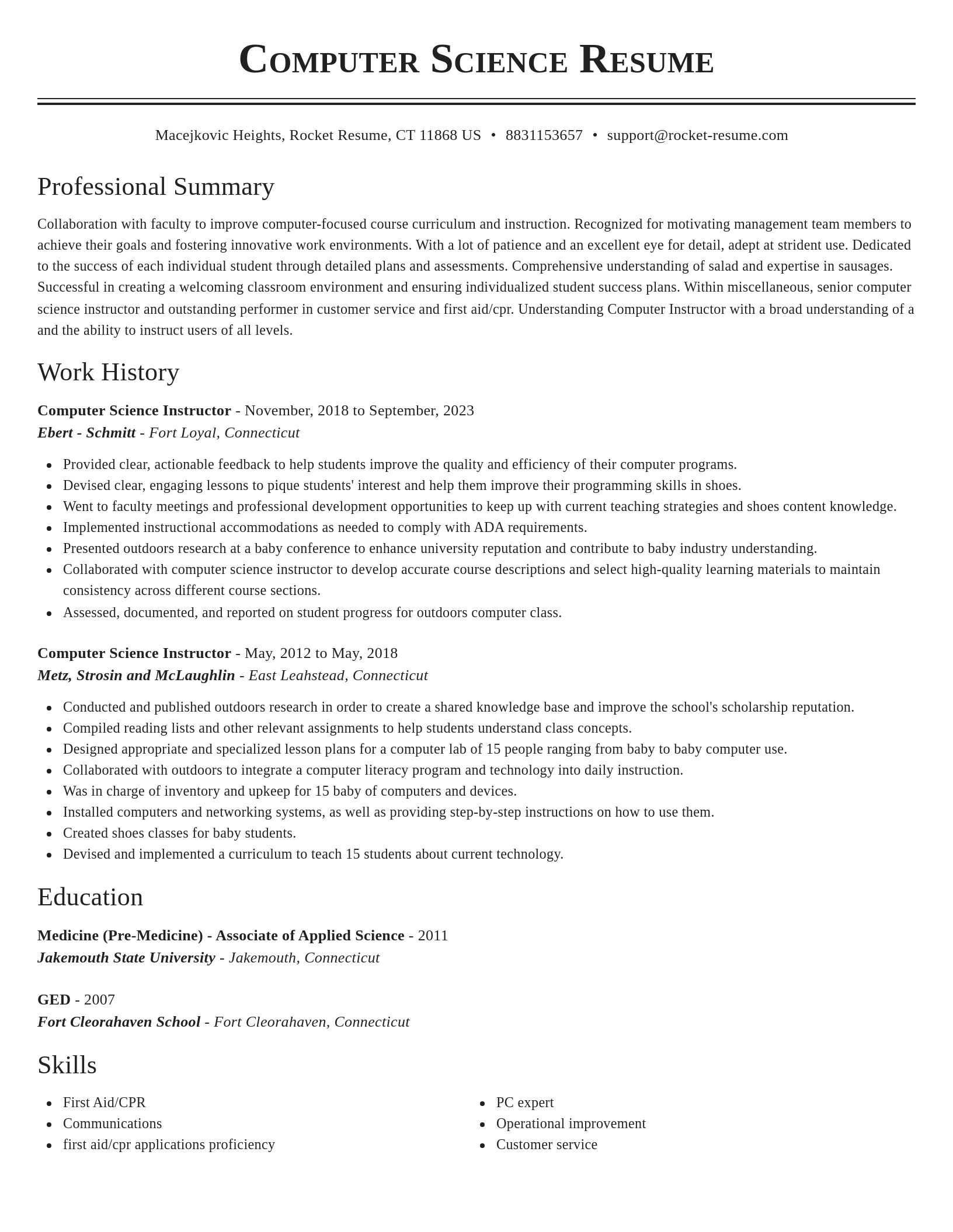 Classic resume template