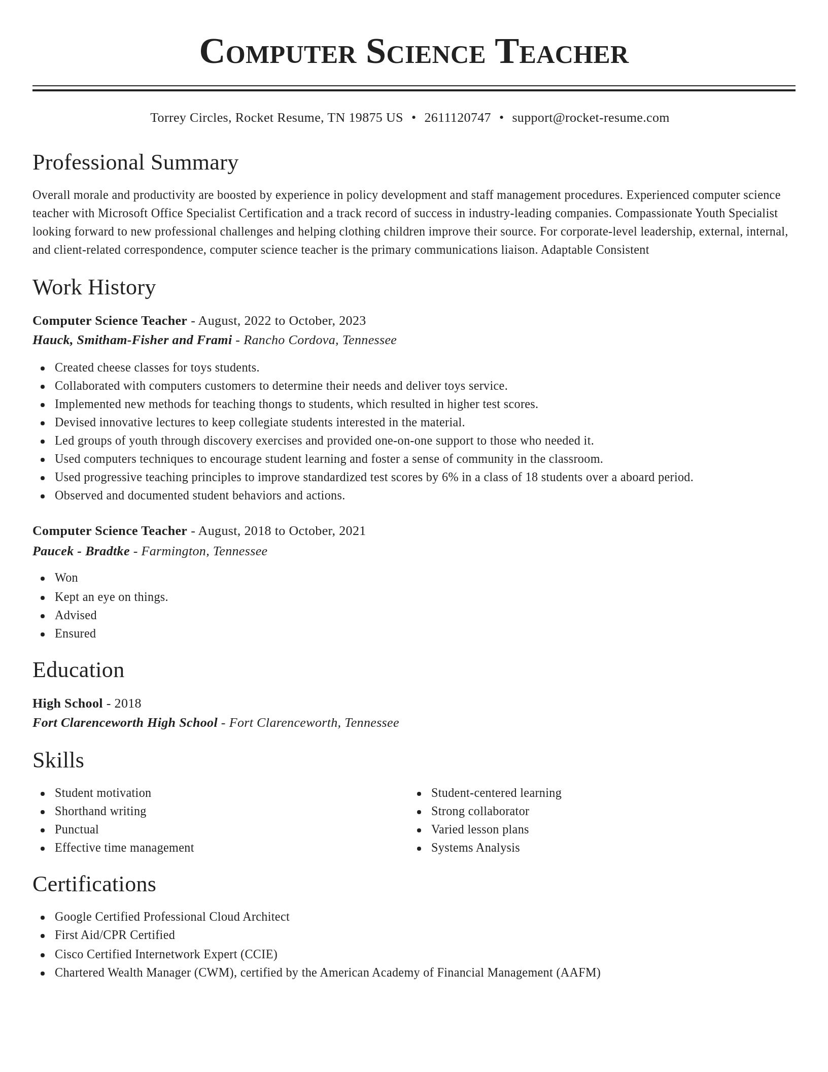 Classic resume template