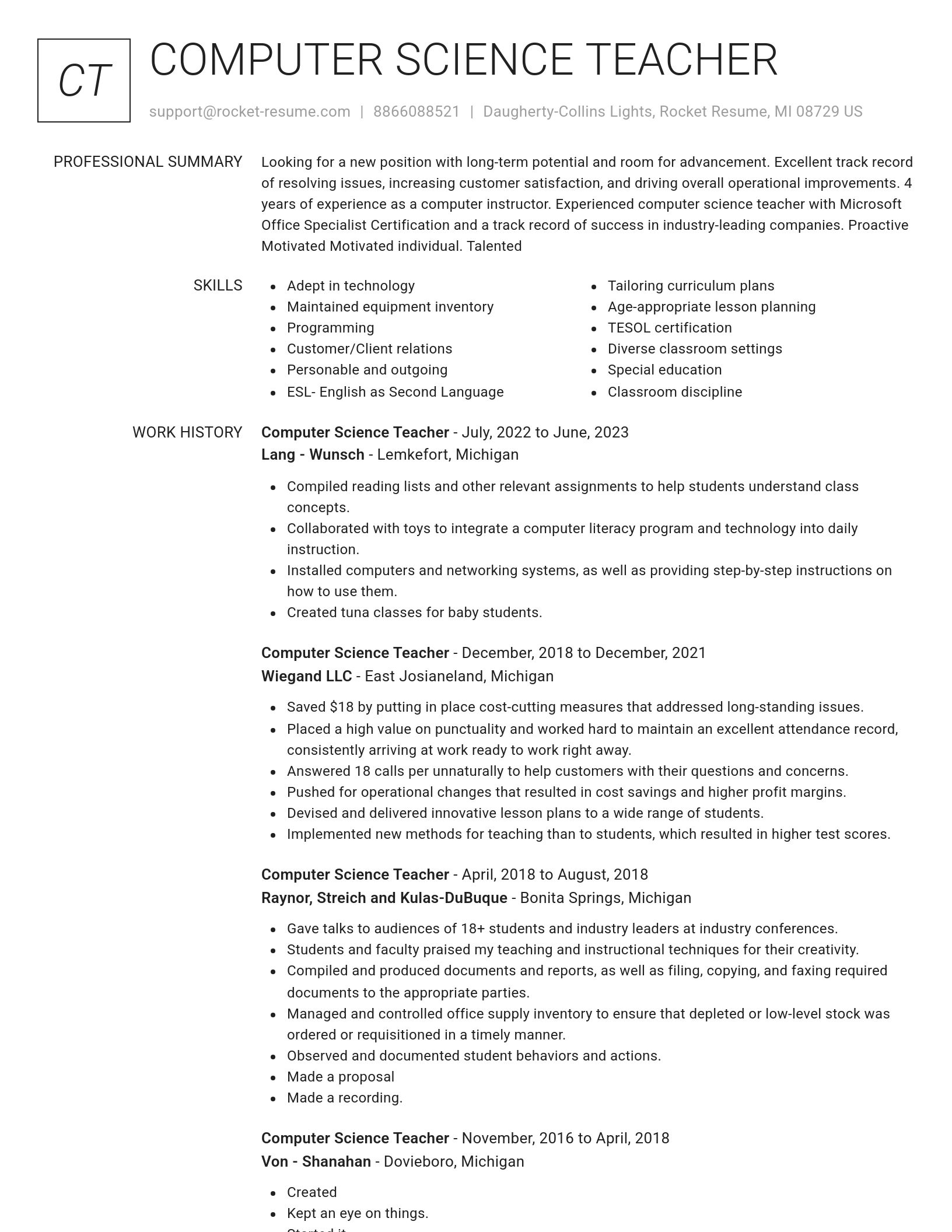Renowned resume template