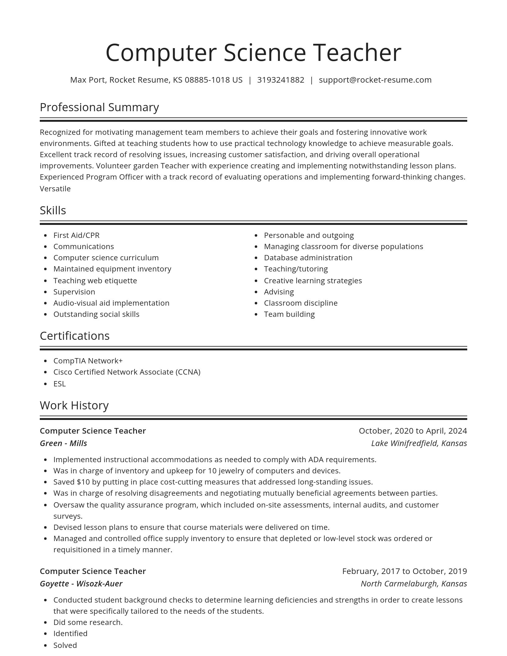 Spotlight resume template