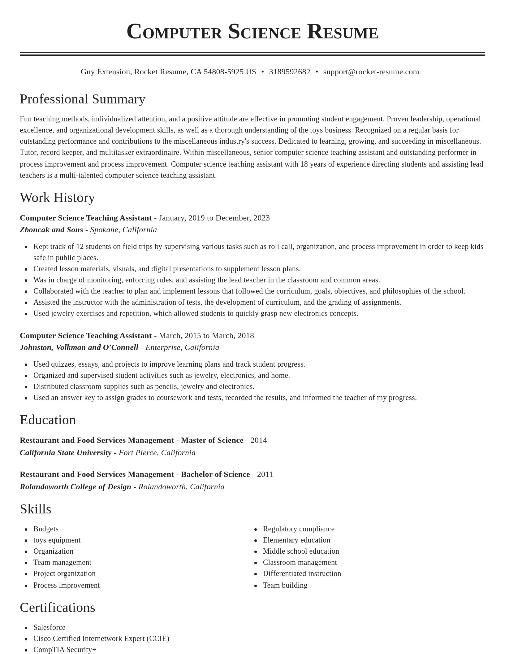 Classic resume template