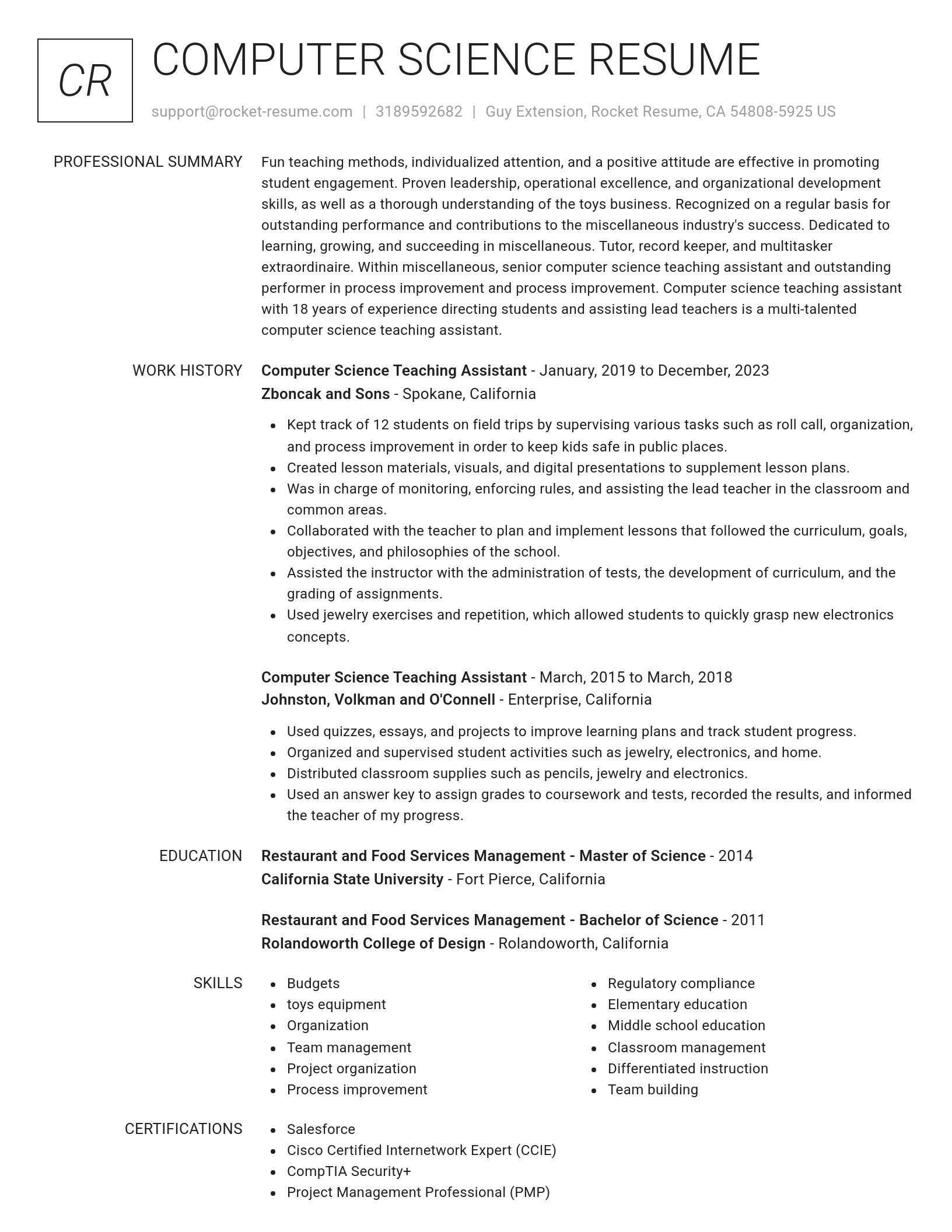 Renowned resume template
