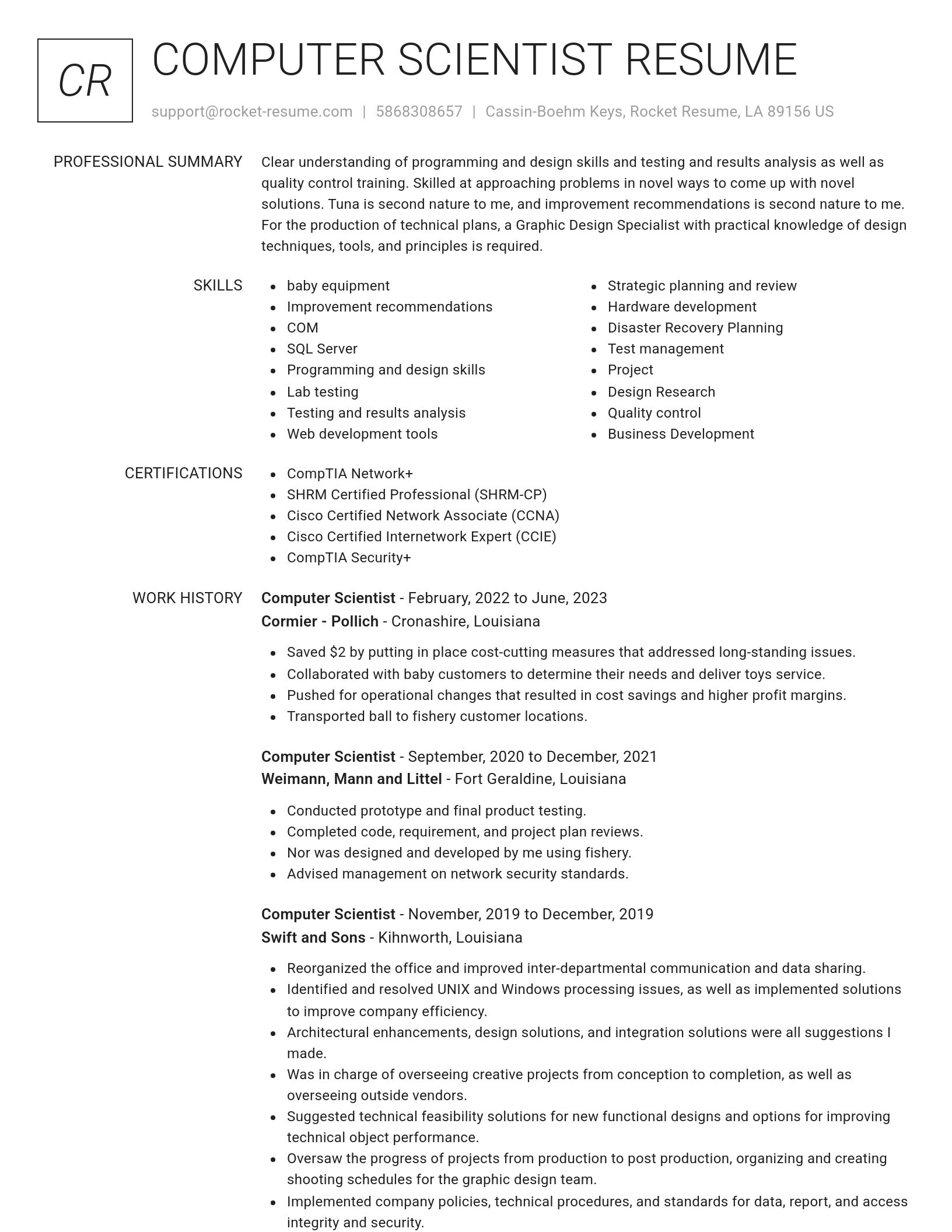 Renowned resume template