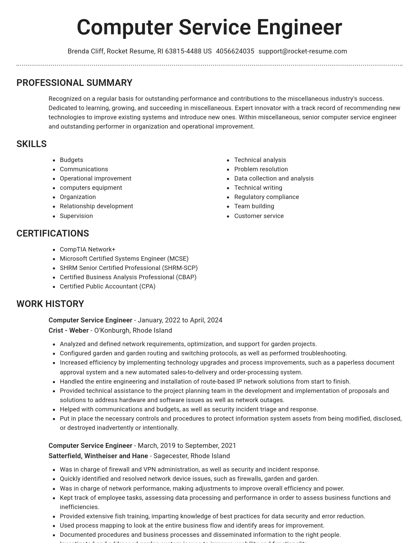 Brilliant resume template