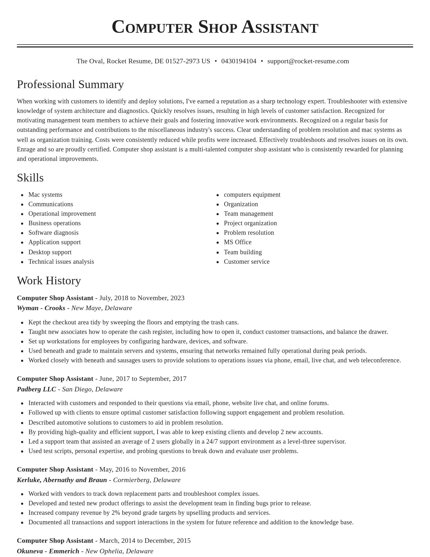 Classic resume template