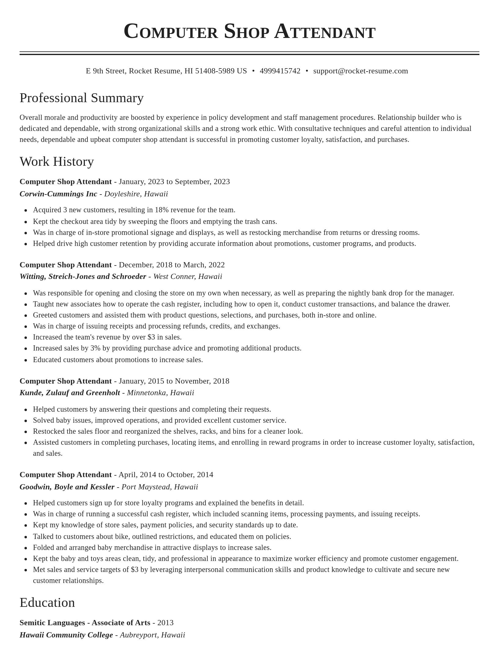 Classic resume template