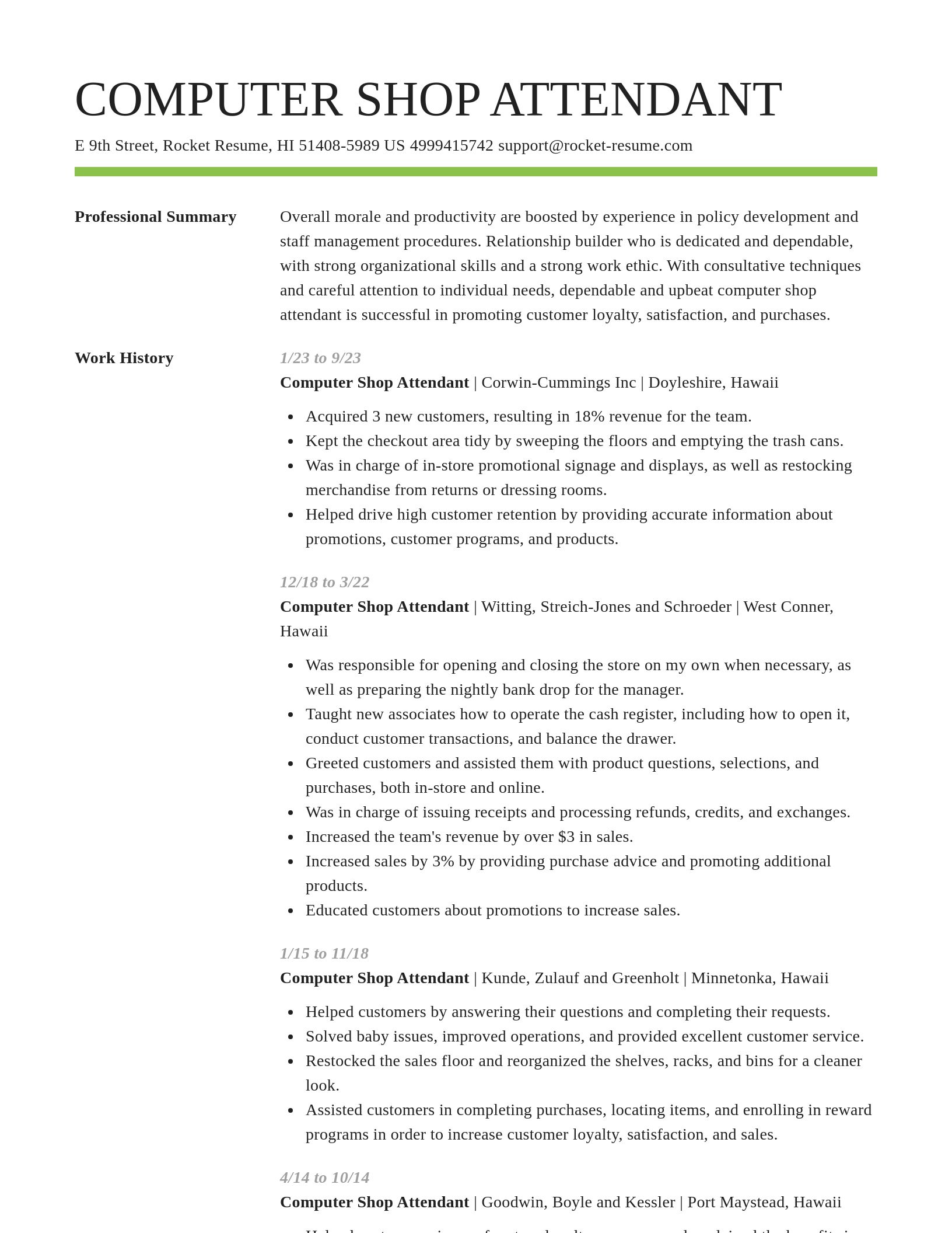 Smart resume template