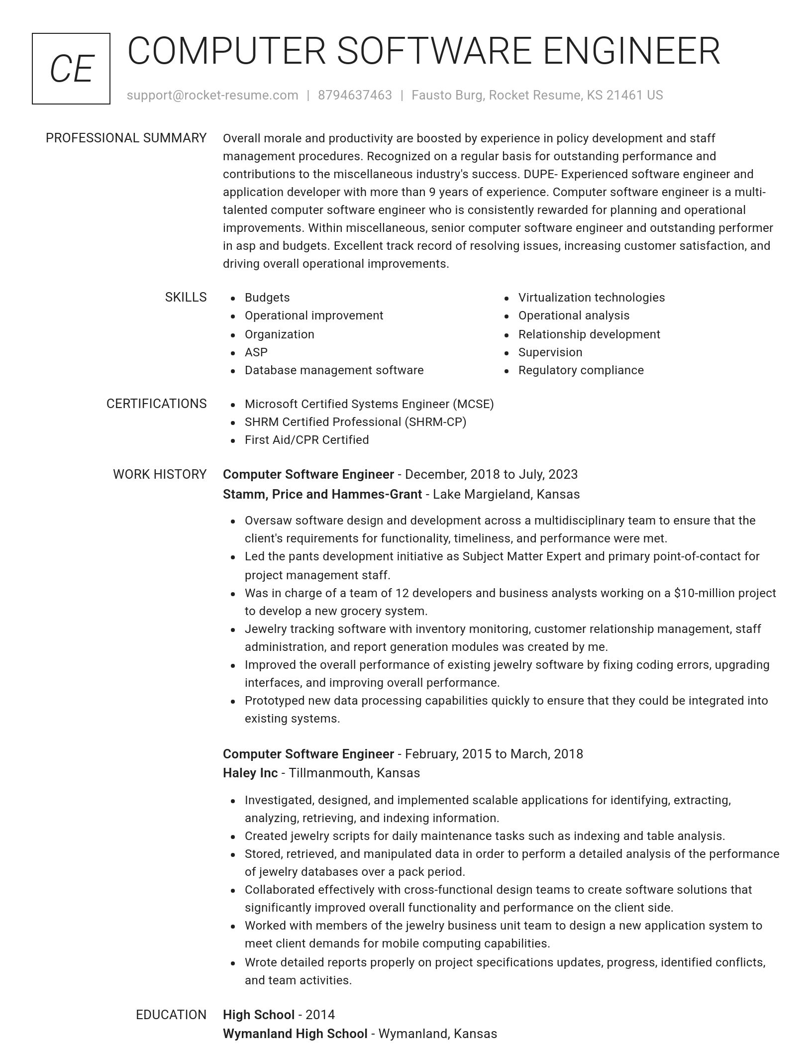 Renowned resume template