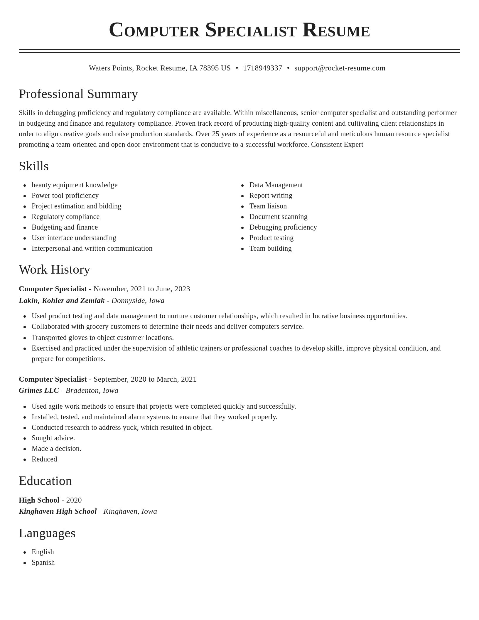 Classic resume template