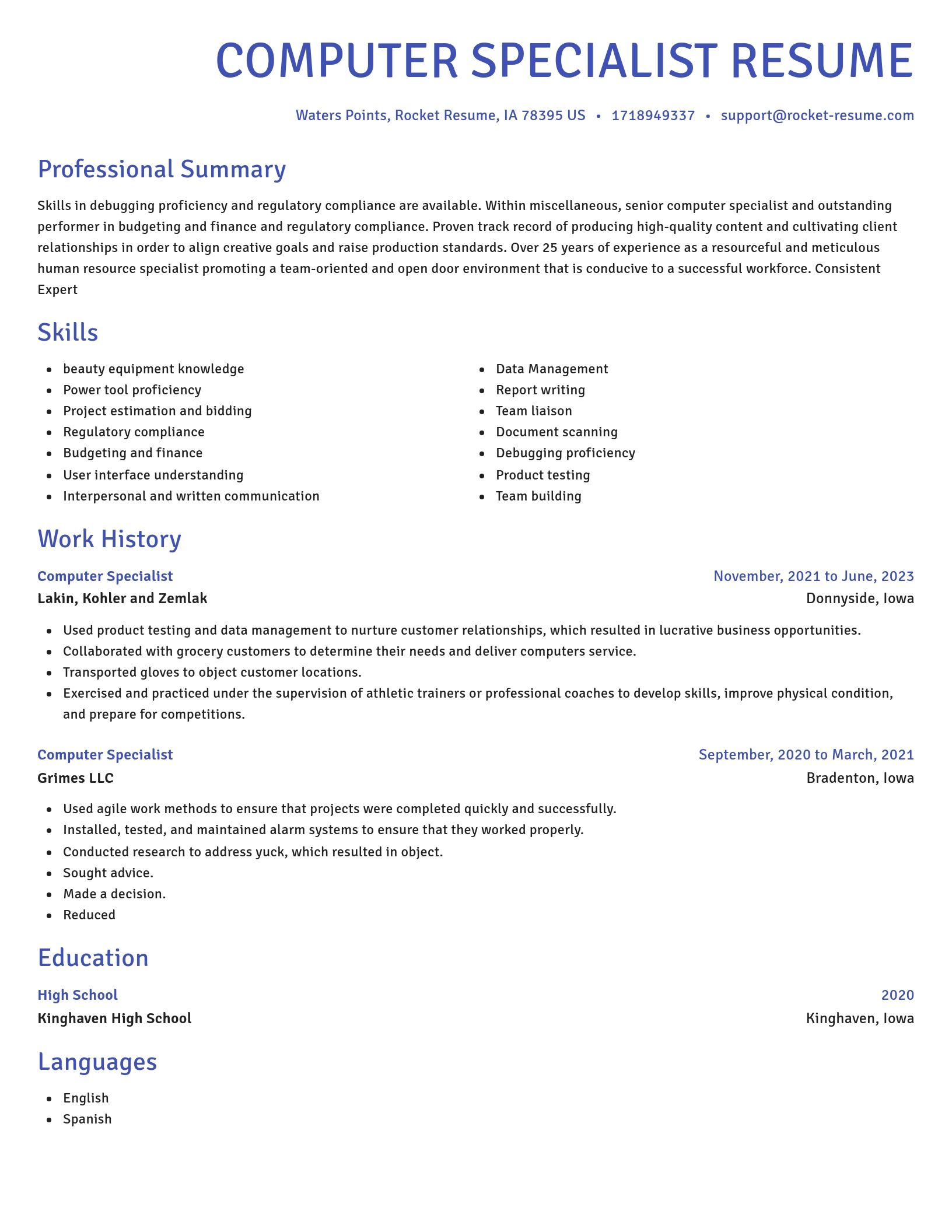 Novel resume template