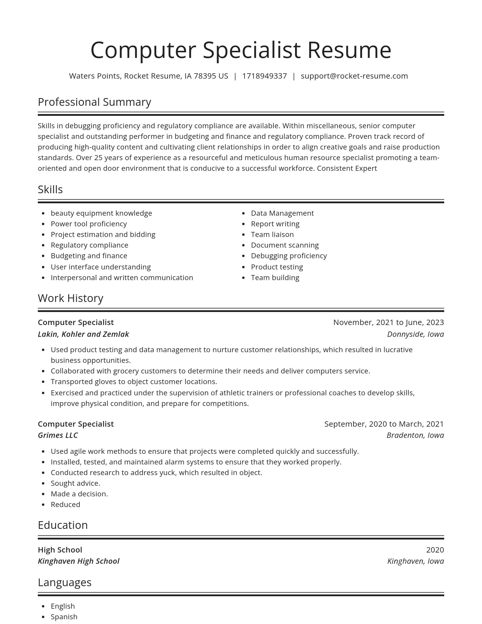 Spotlight resume template