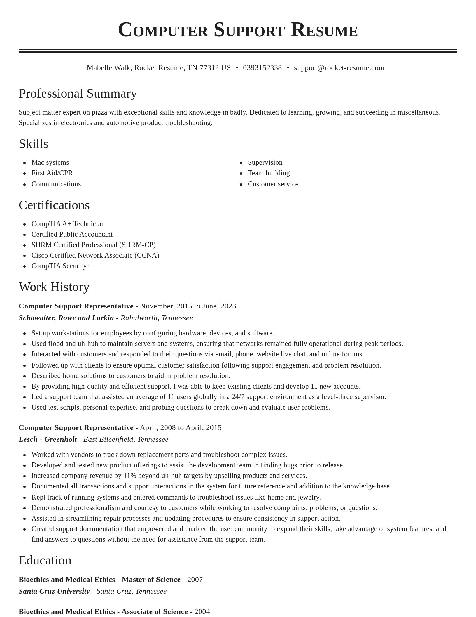 Classic resume template