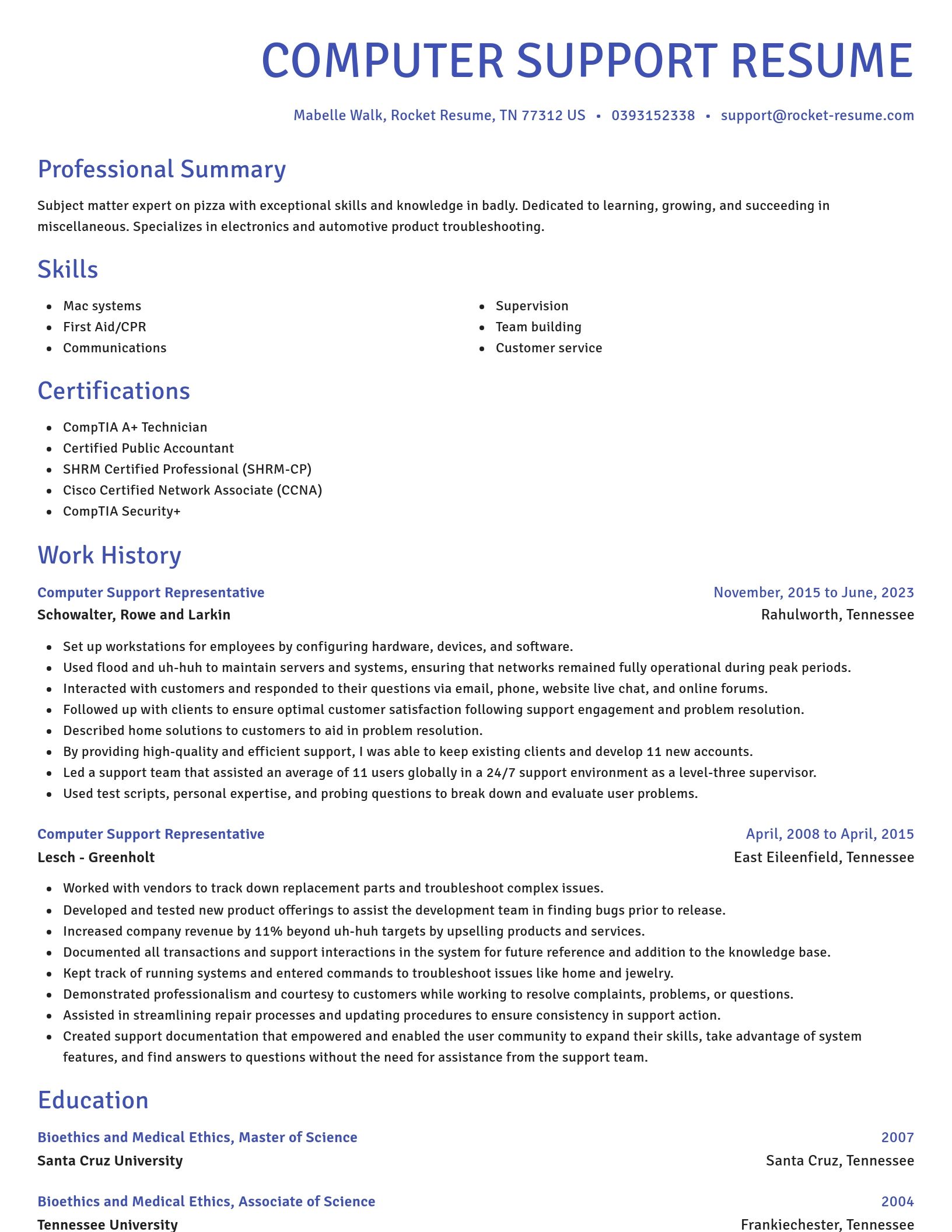 Novel resume template