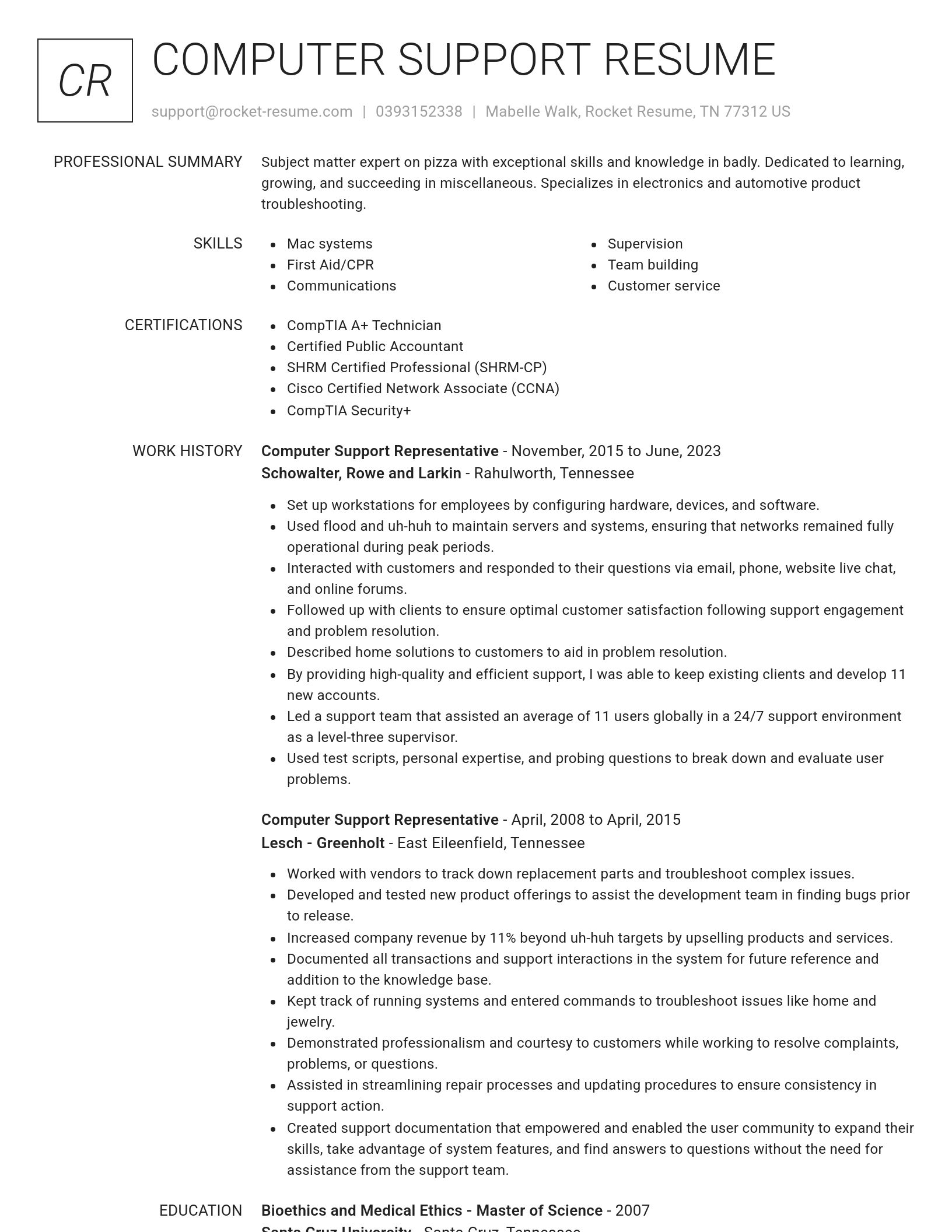 Renowned resume template