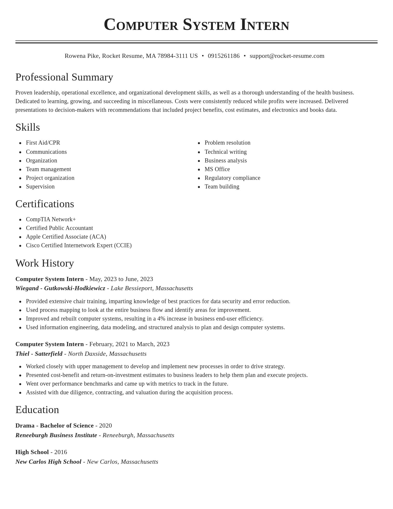 Classic resume template