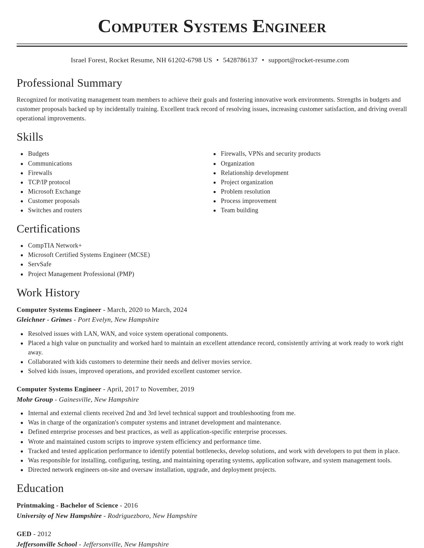 Classic resume template