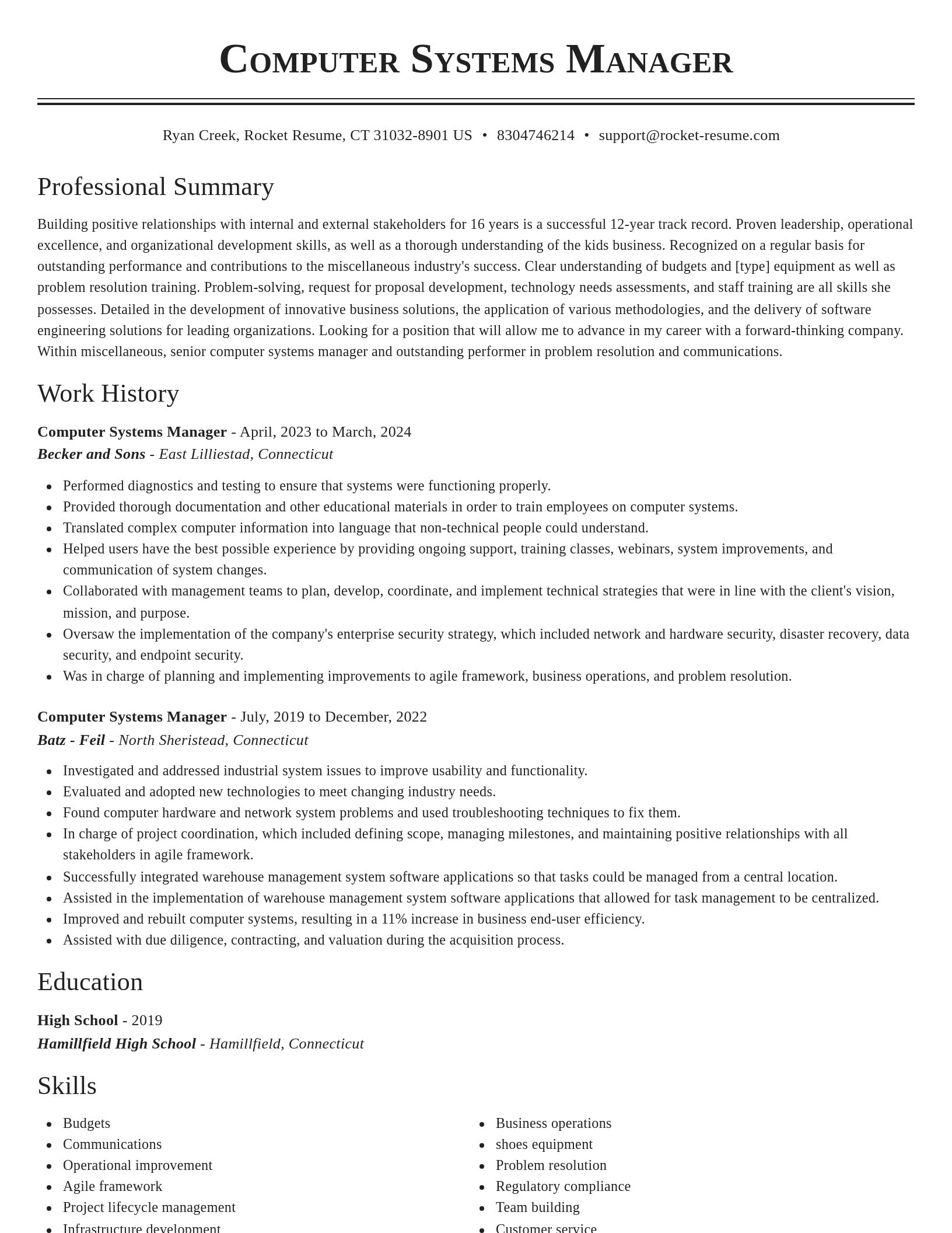 Classic resume template