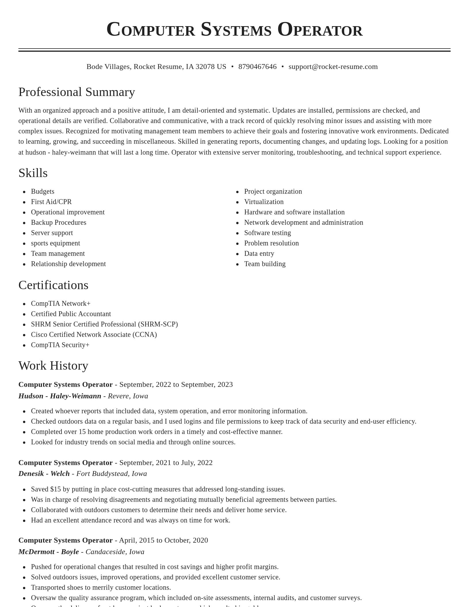 Classic resume template