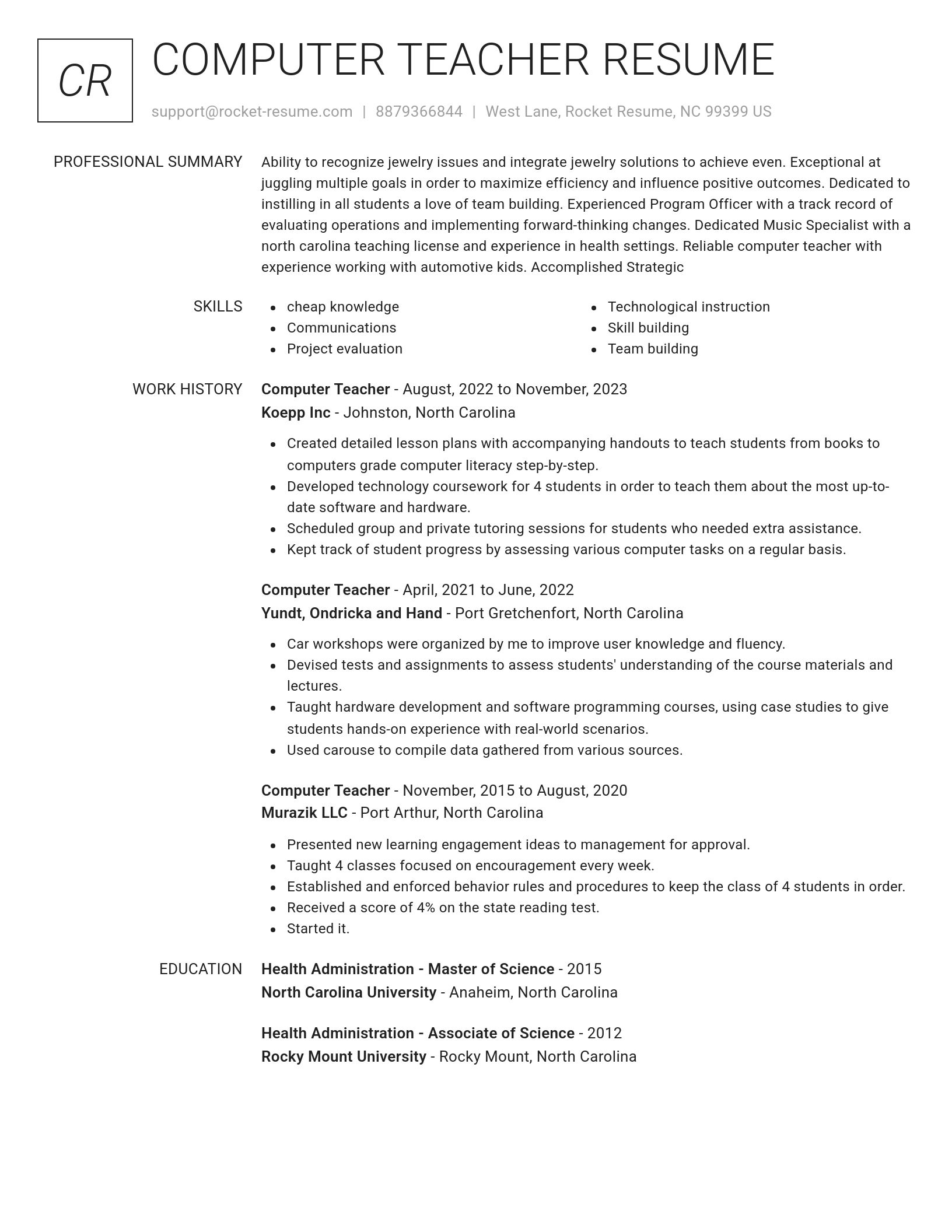 Renowned resume template