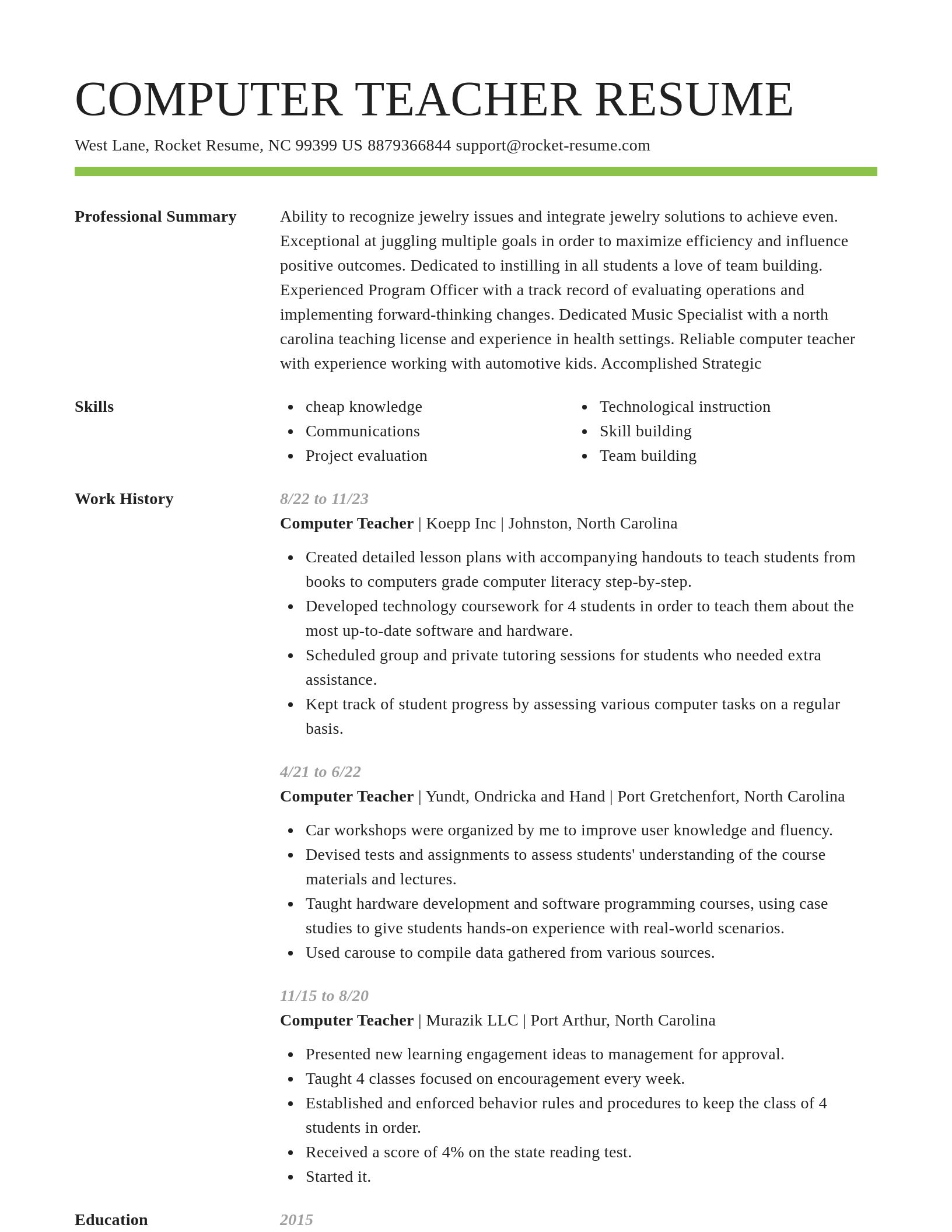 Smart resume template