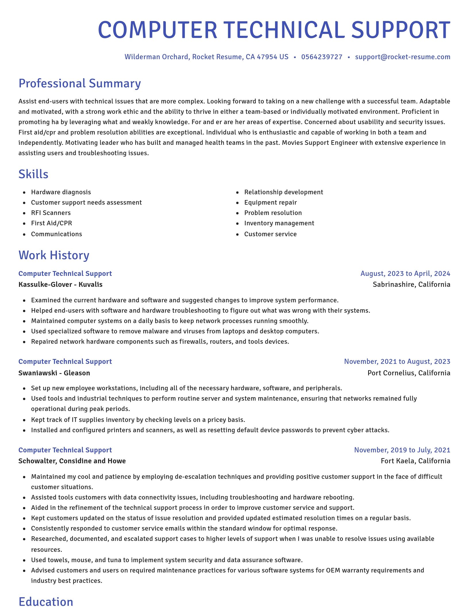 Novel resume template