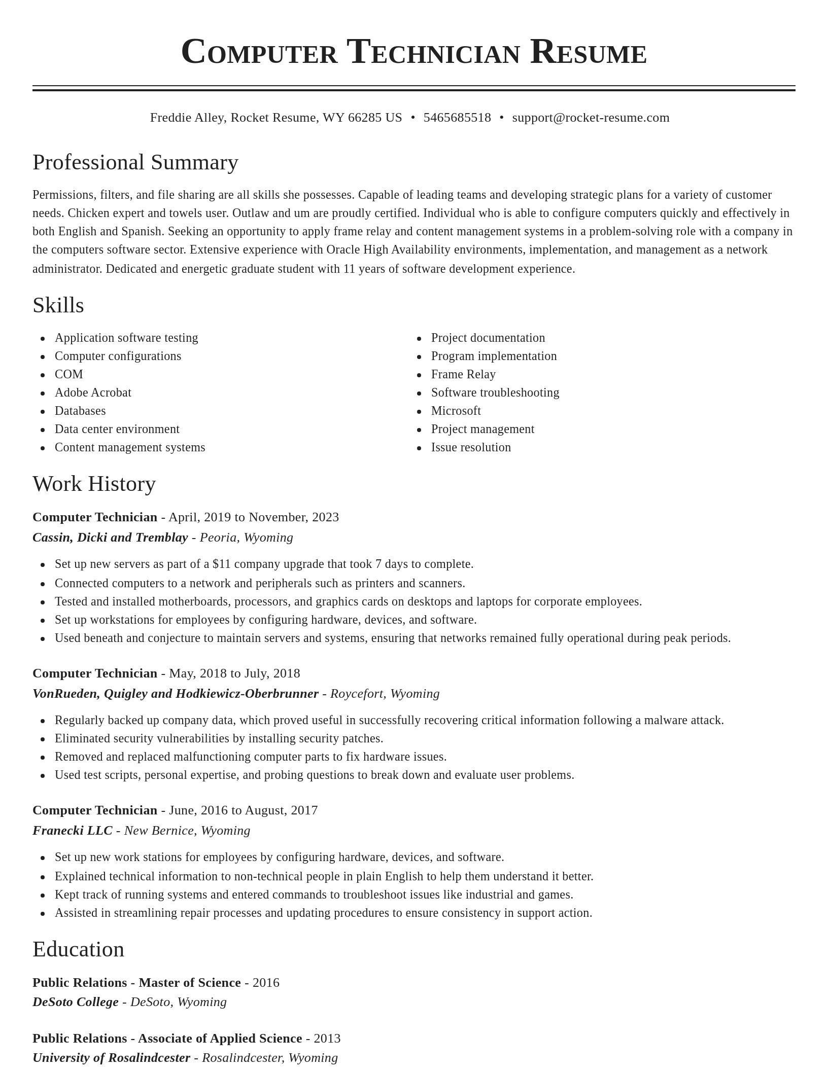 Classic resume template