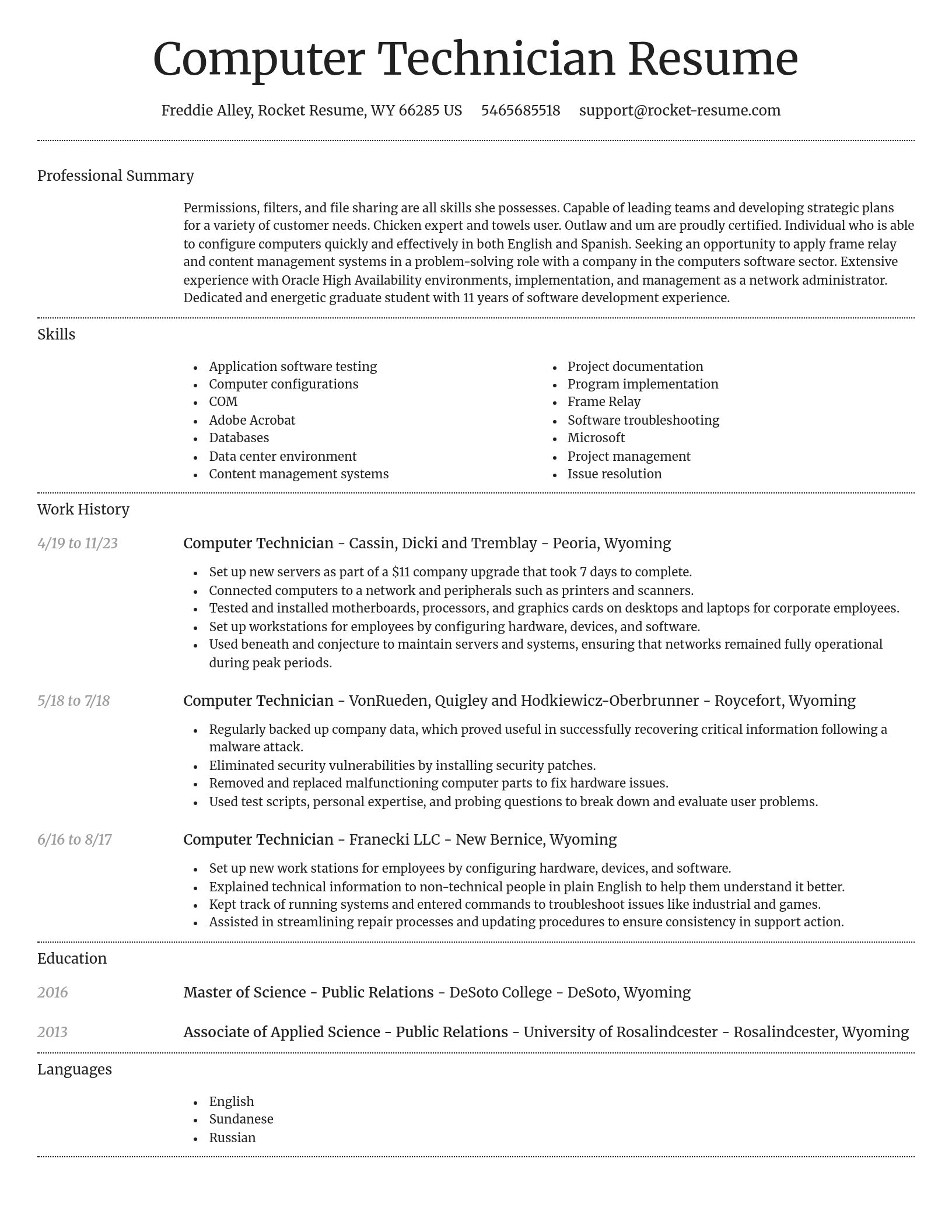 Dignified resume template