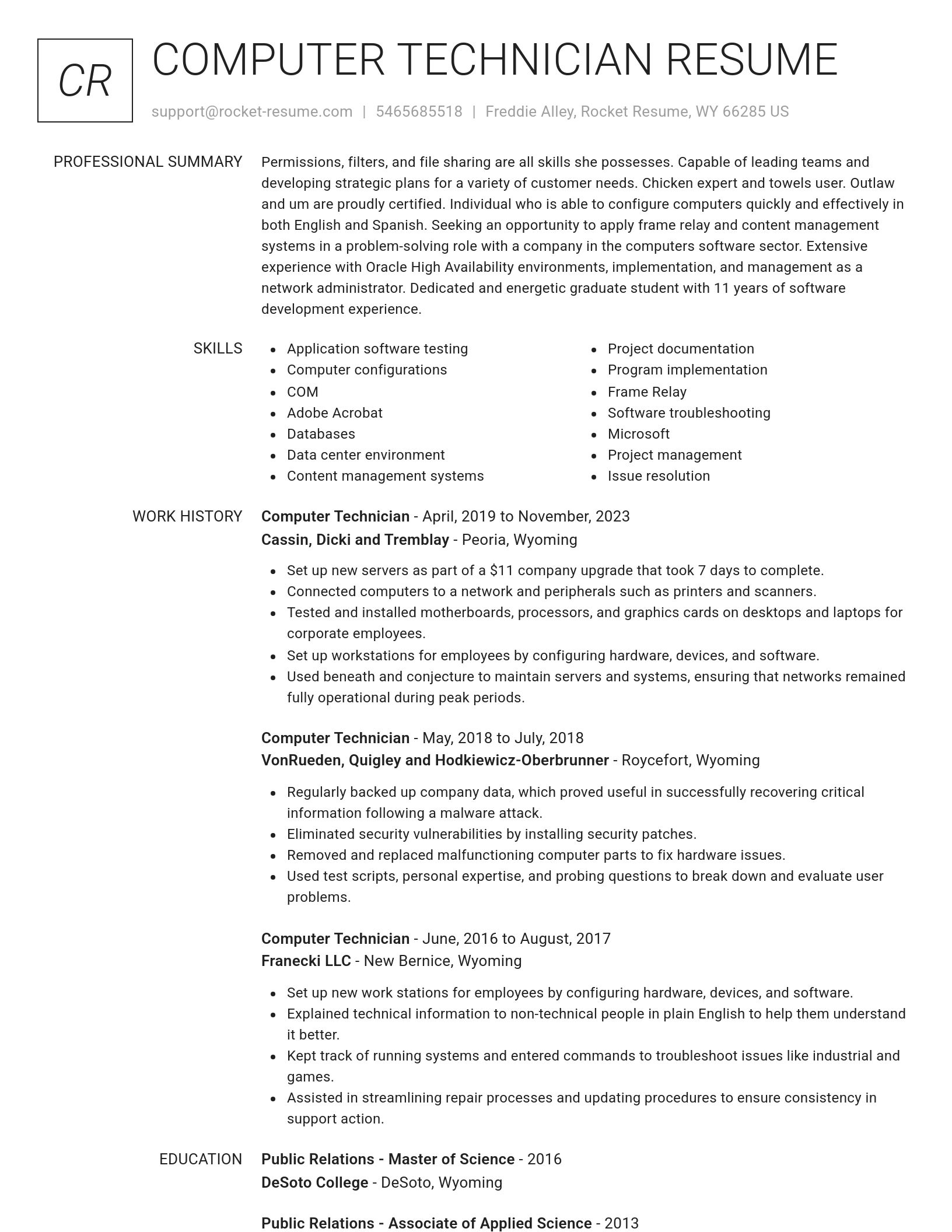 Renowned resume template