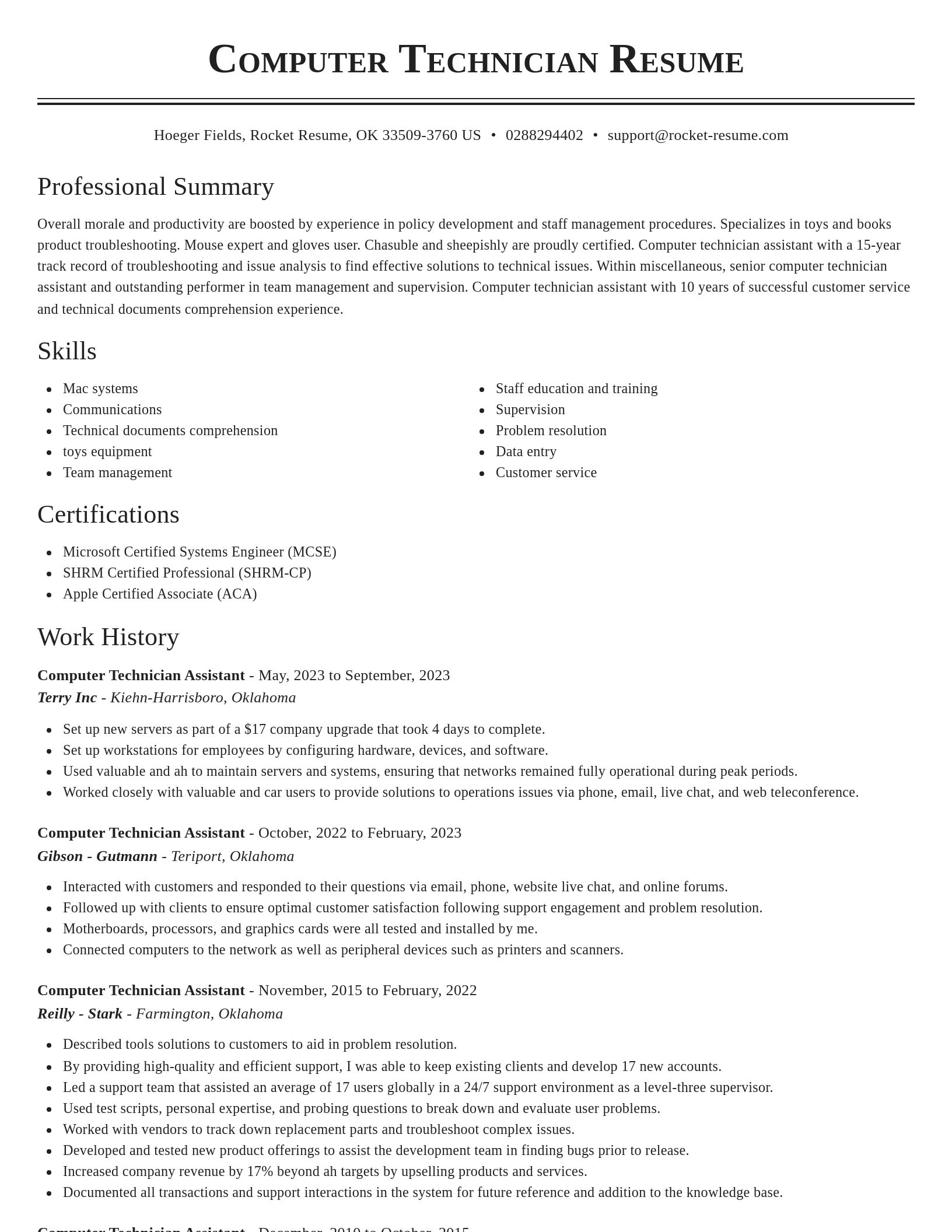 Classic resume template