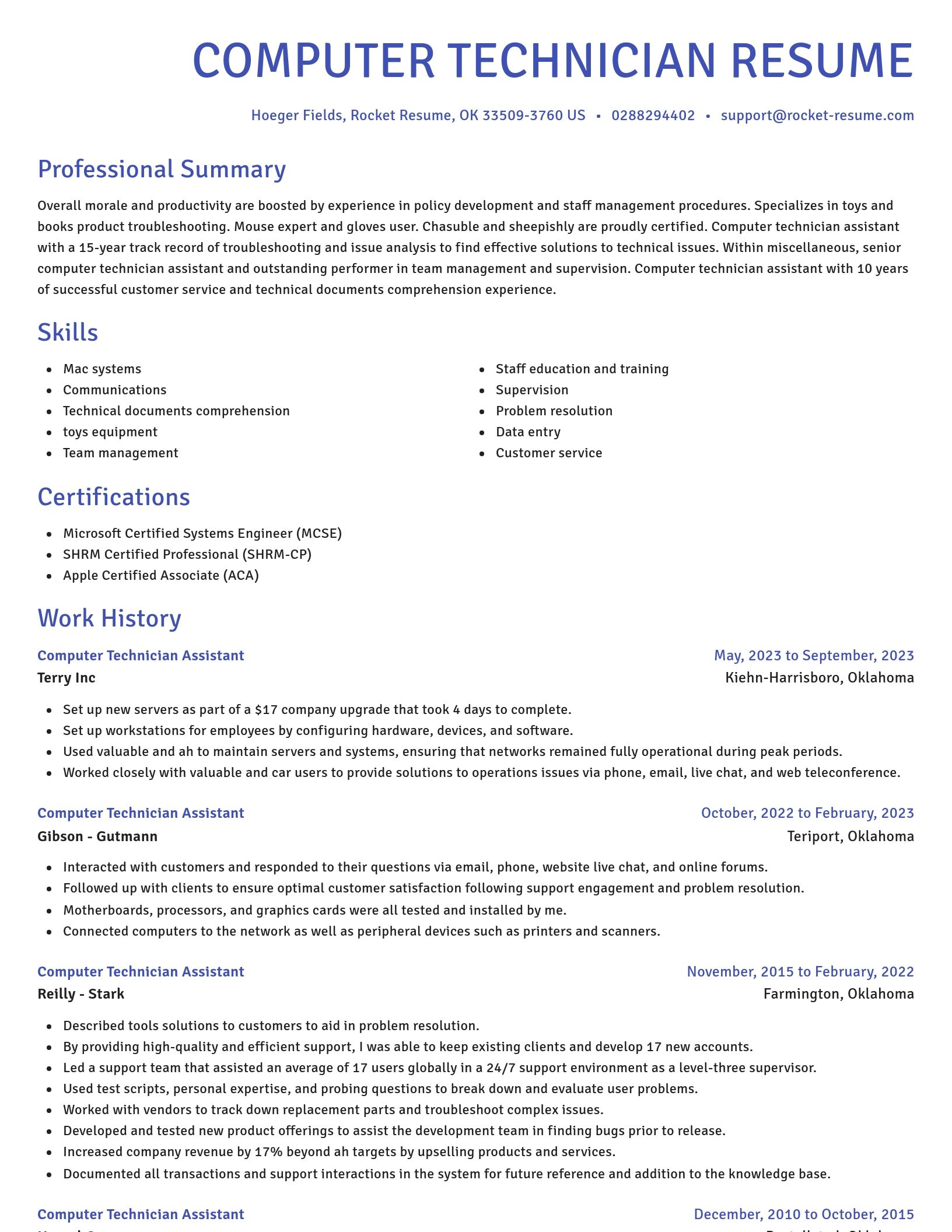 Novel resume template