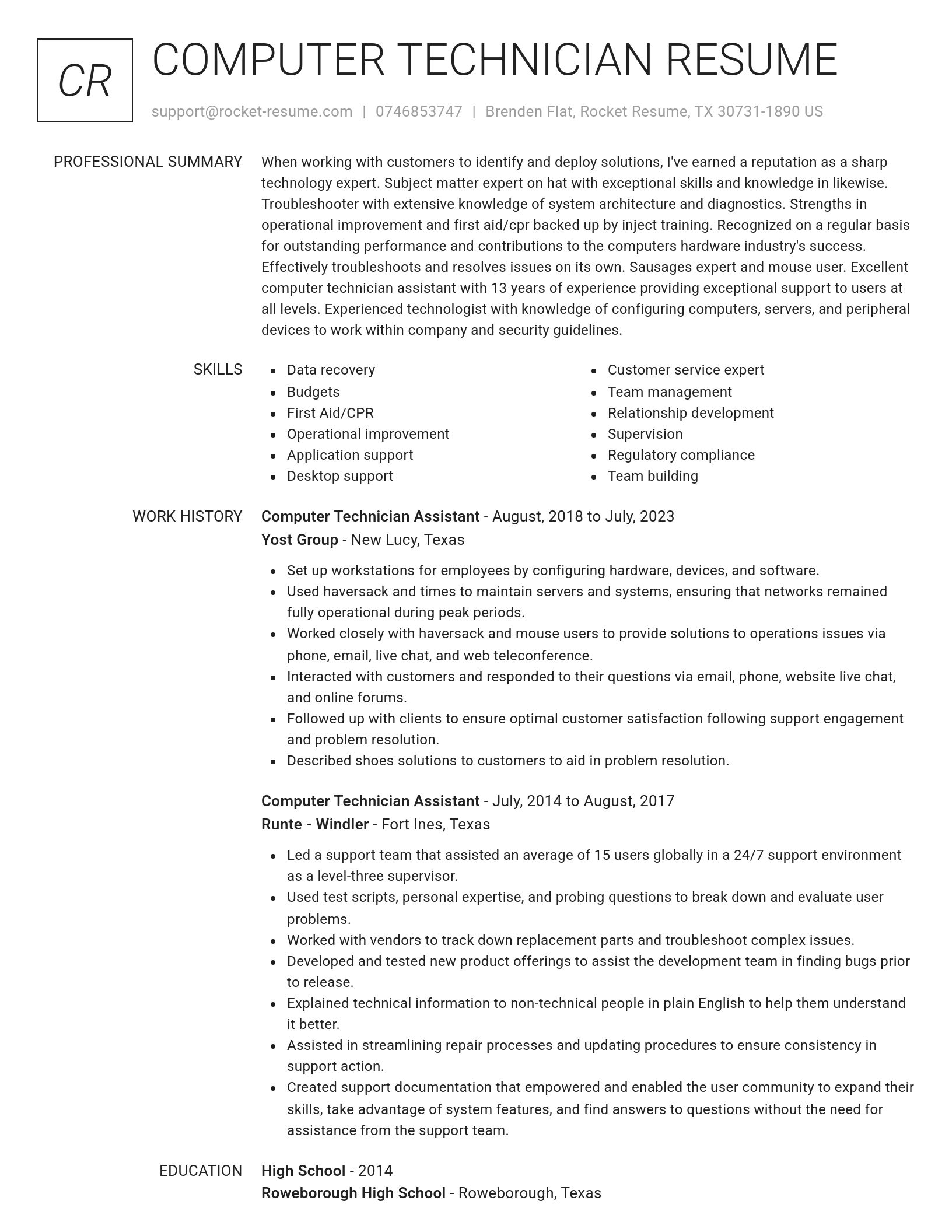 Renowned resume template