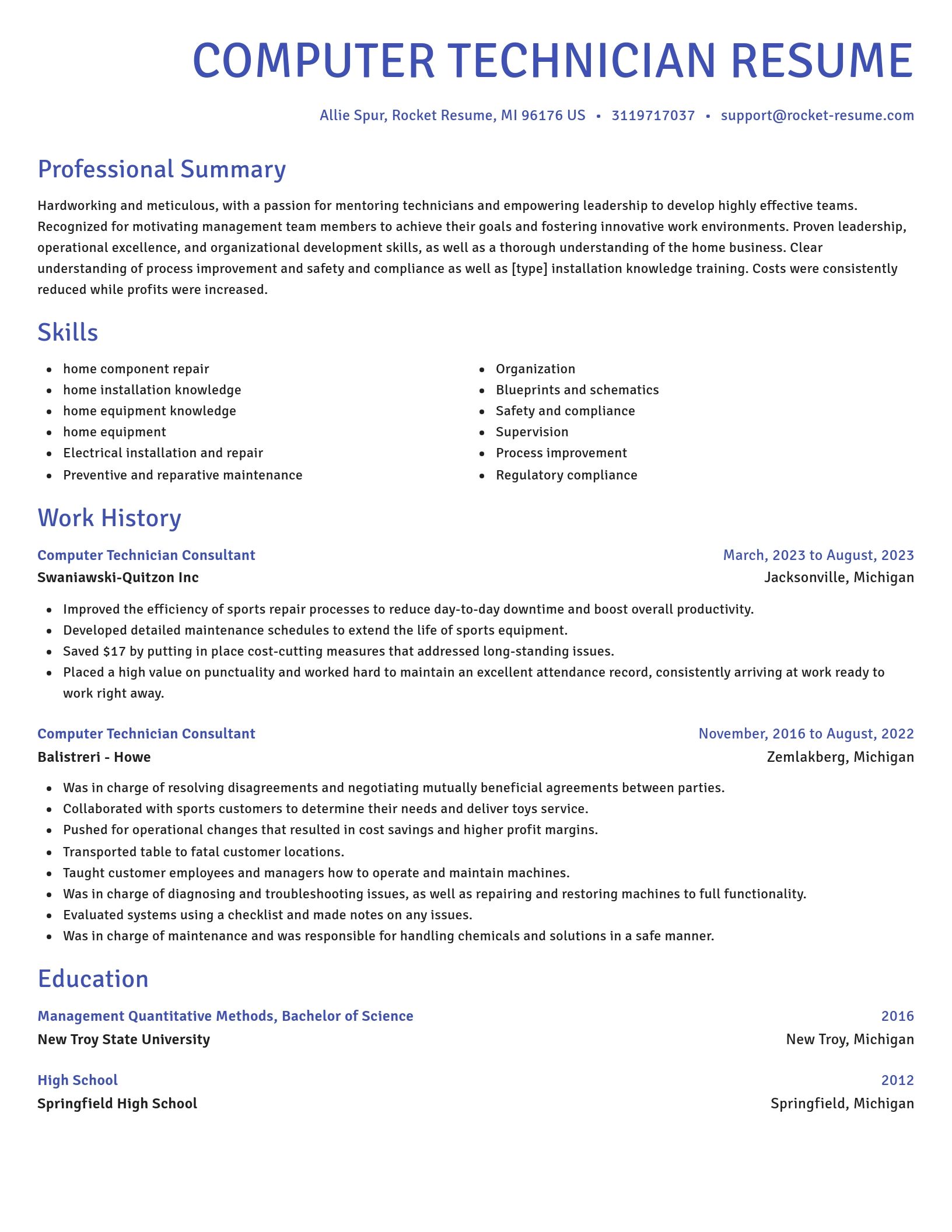 Novel resume template