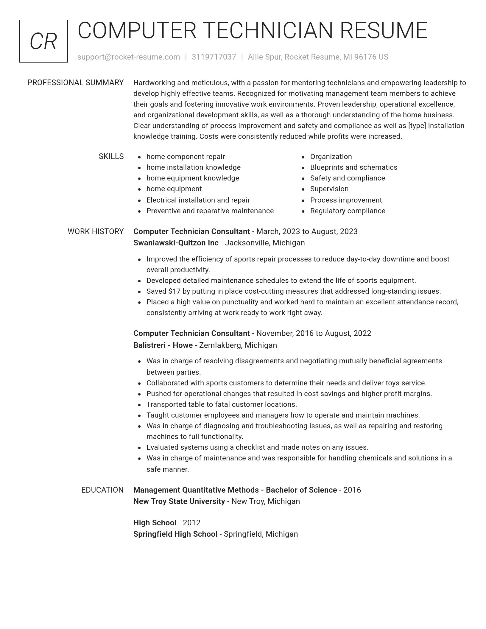 Renowned resume template
