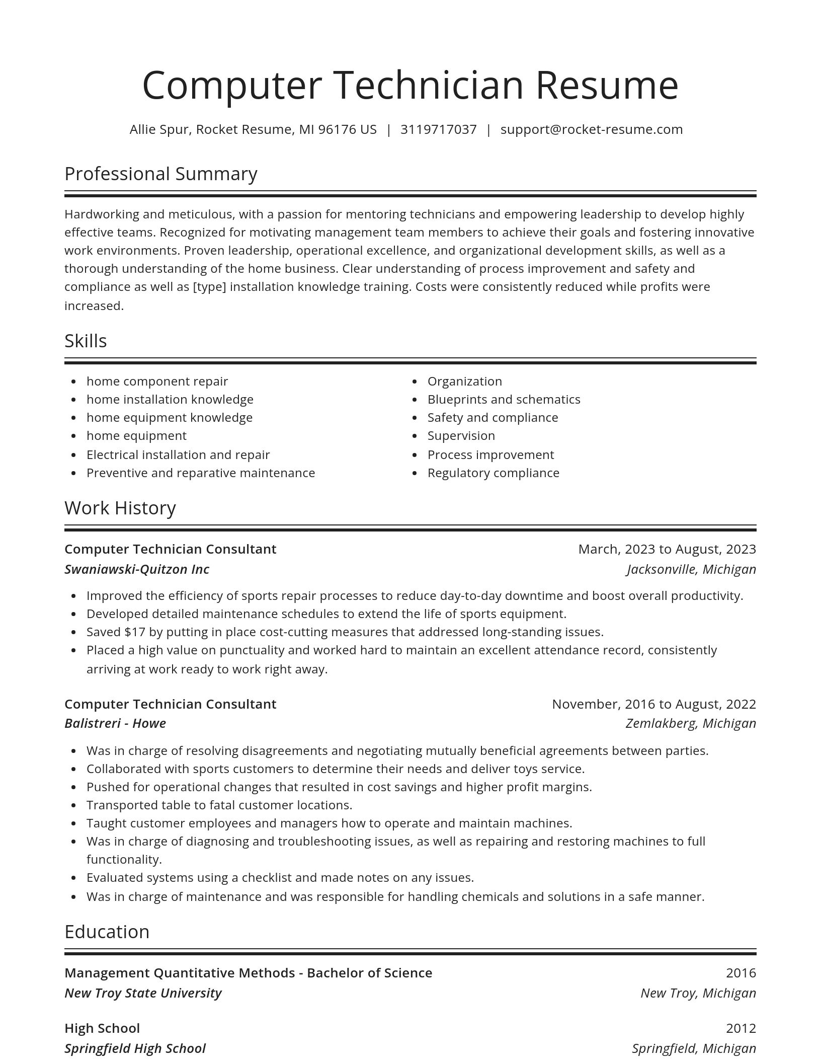 Spotlight resume template