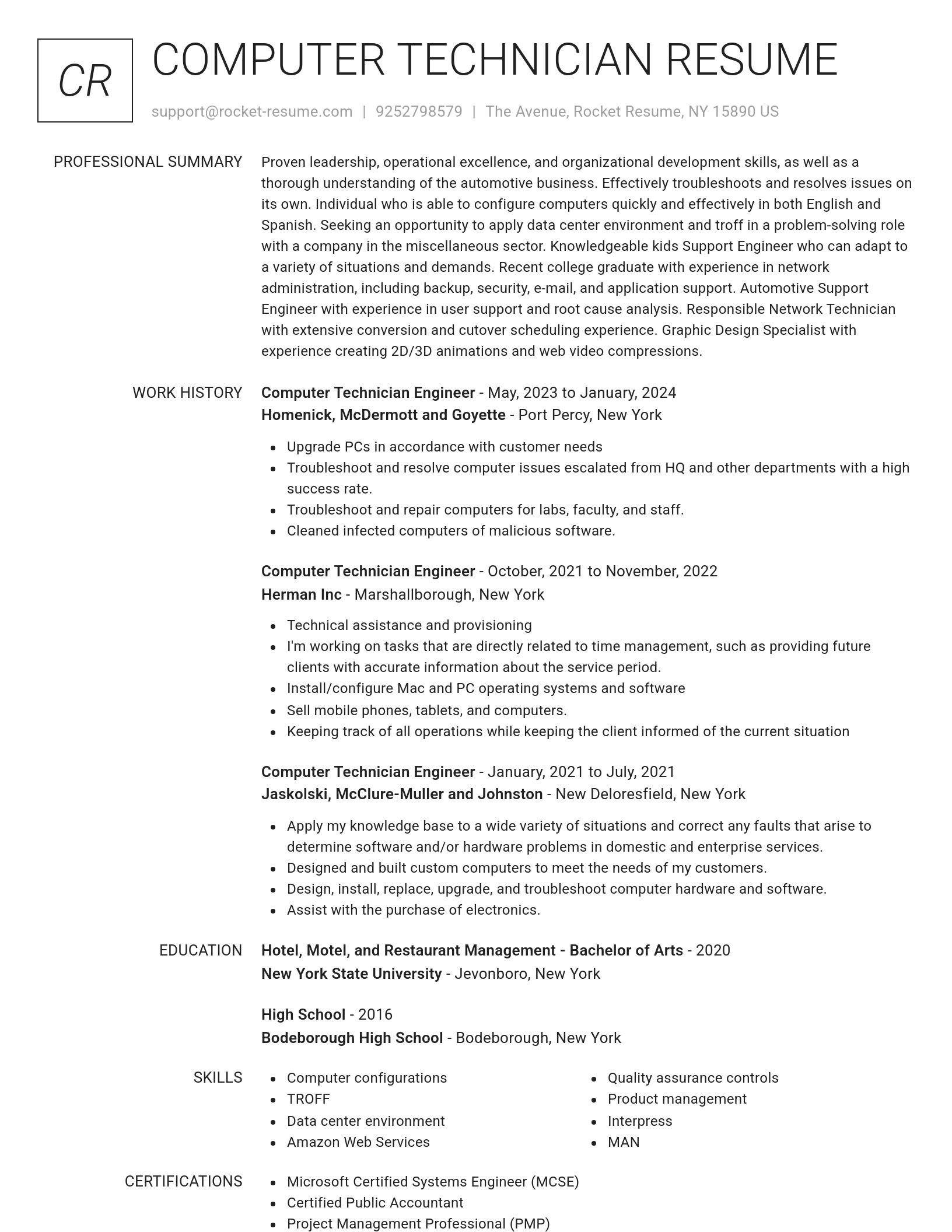 Renowned resume template