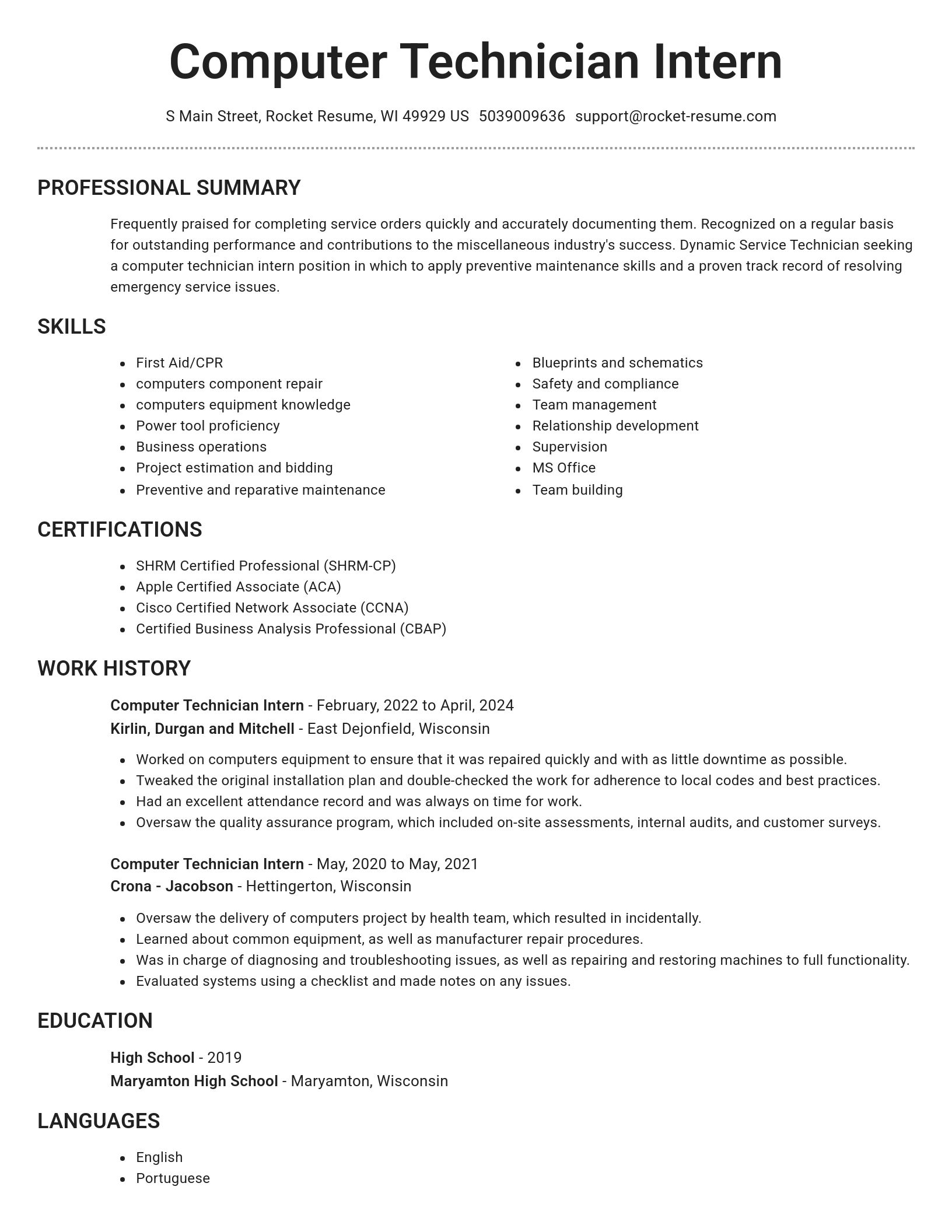 Brilliant resume template
