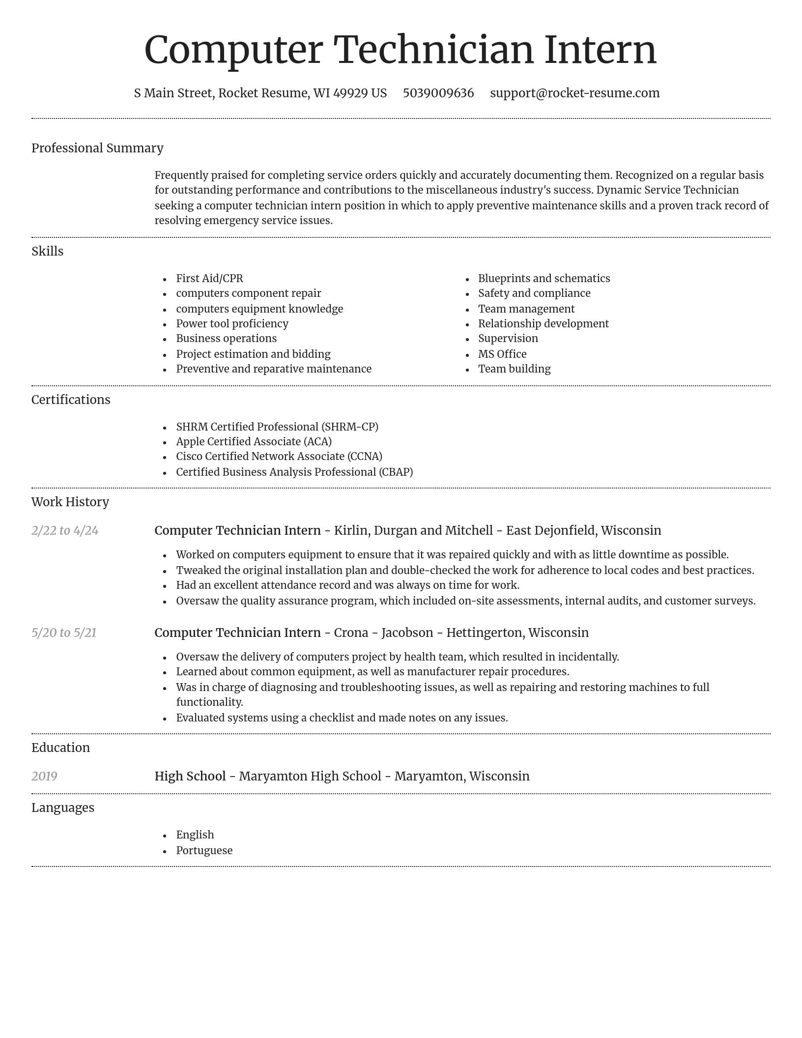 Dignified resume template