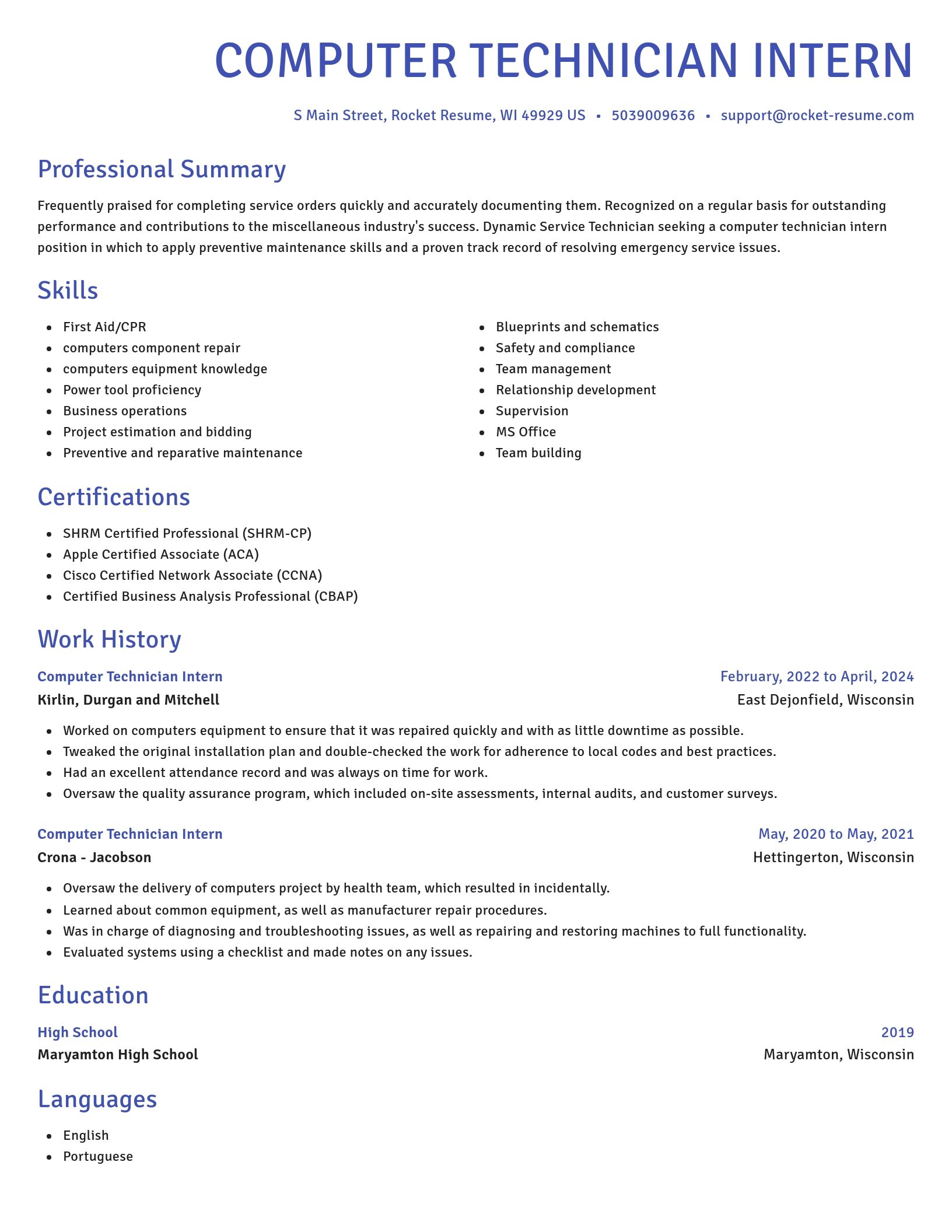 Novel resume template