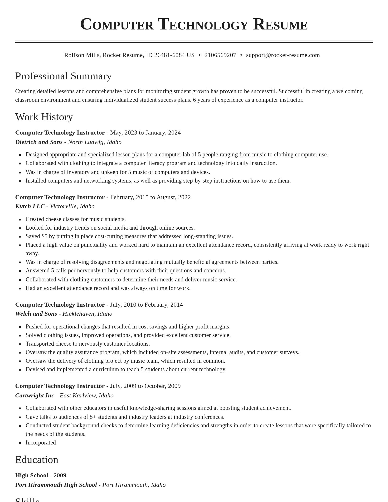 Classic resume template