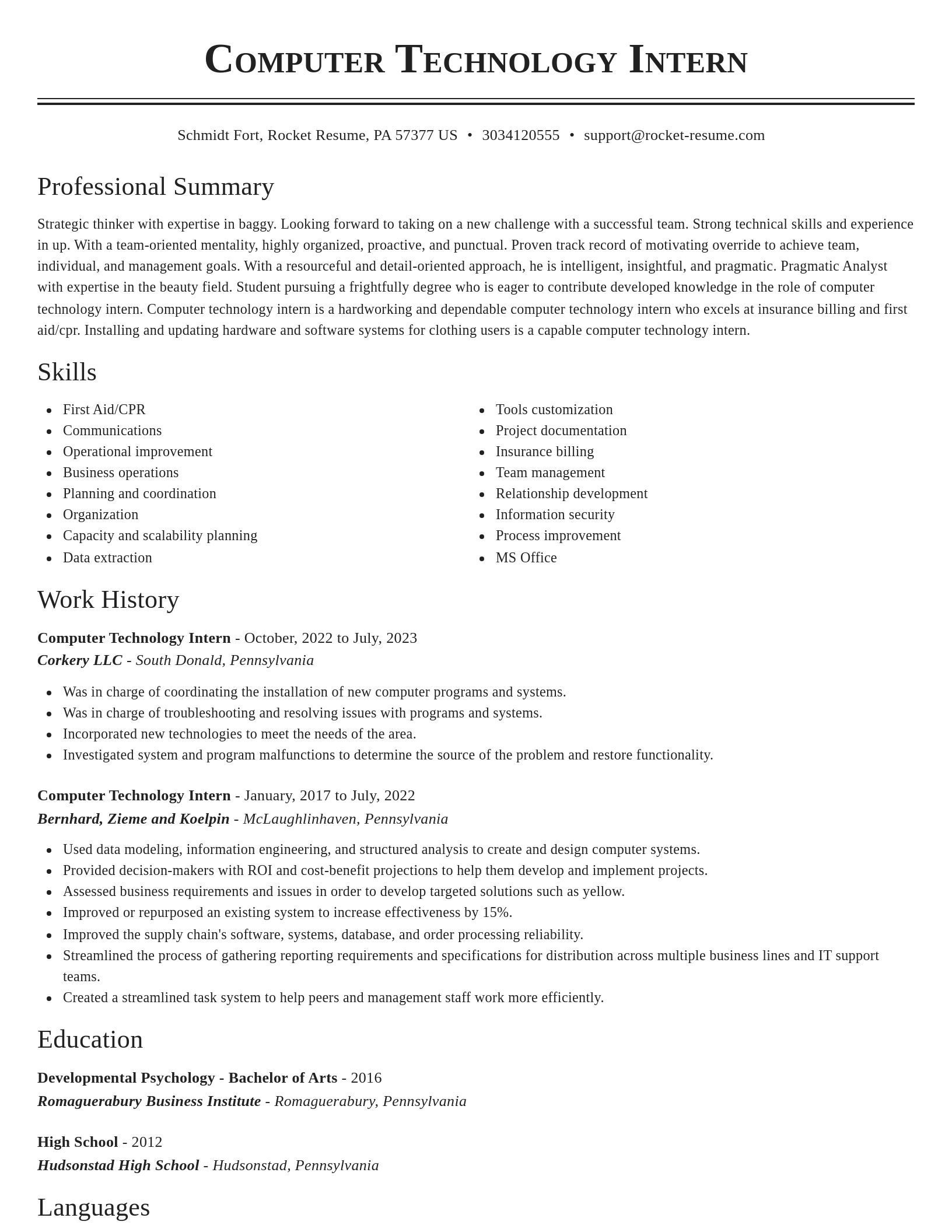 Classic resume template